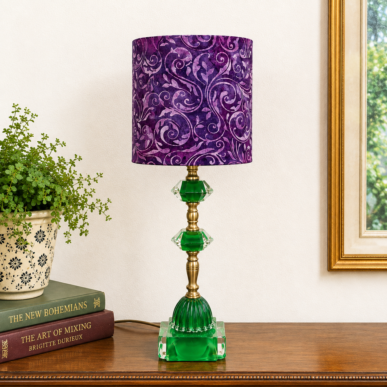 Handmade Small Batik Drum Lampshade | 6" x 7" Cotton Shade | Custom Lampshade for Accent, Bedside & Vintage Lamps