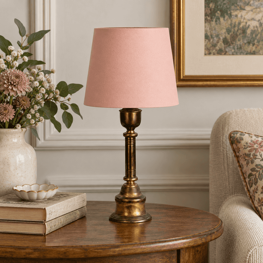 Light Pink Japanese Silk Empire Lampshade | Handmade Komon Fabric Shade | Small or Medium