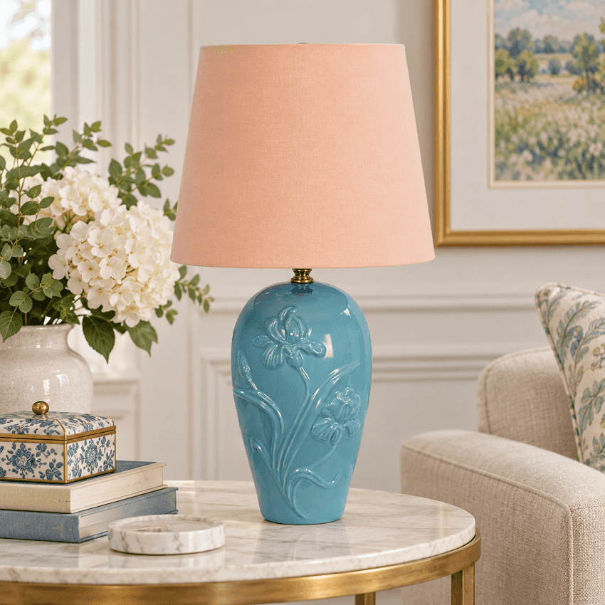 Light Pink Japanese Silk Empire Lampshade | Handmade Komon Fabric Shade | Small or Medium