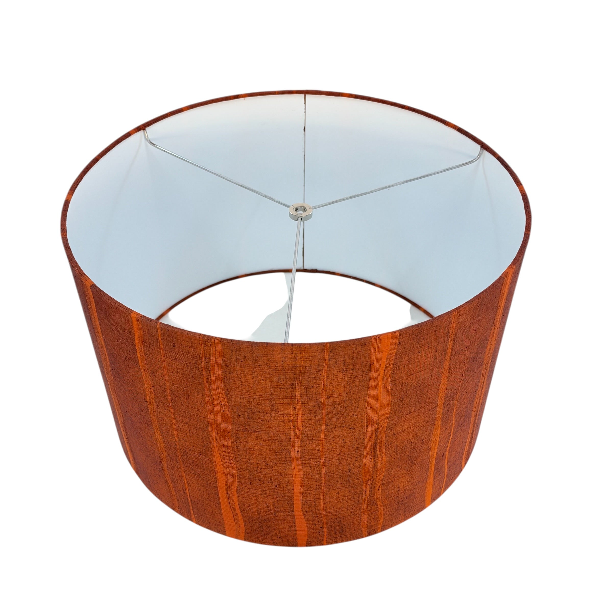 Vintage Japanese Tsumugi Silk Drum Lampshade | Rust Orange Kimono Fabric Shade | Handmade Silk Lamp Shade | Custom Sizes