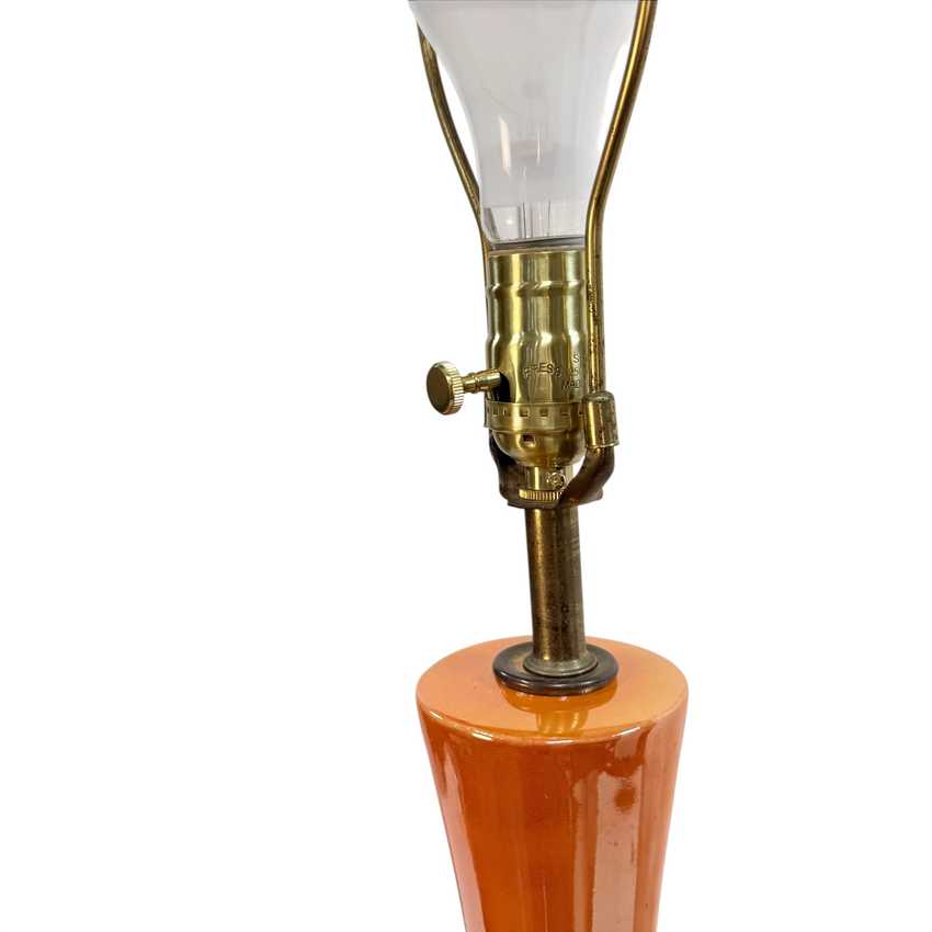 Vintage Orange Drip Glaze Table Lamp – Mid Century Ceramic Pottery Lamp – Brown White Glaze – 34.25”