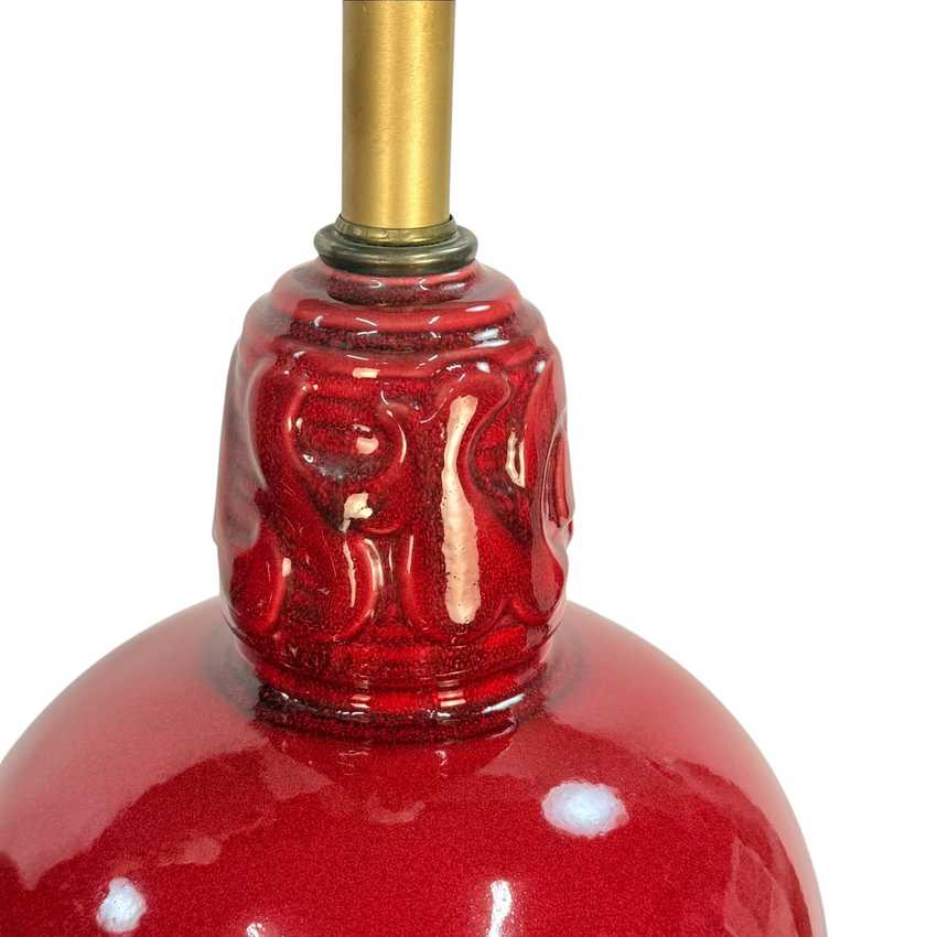 Vintage Oxblood Red Ceramic Table Lamps Pair | 1960s Asian Style Ginger Jar Lamps | Large 30 Inch Matching Lamps