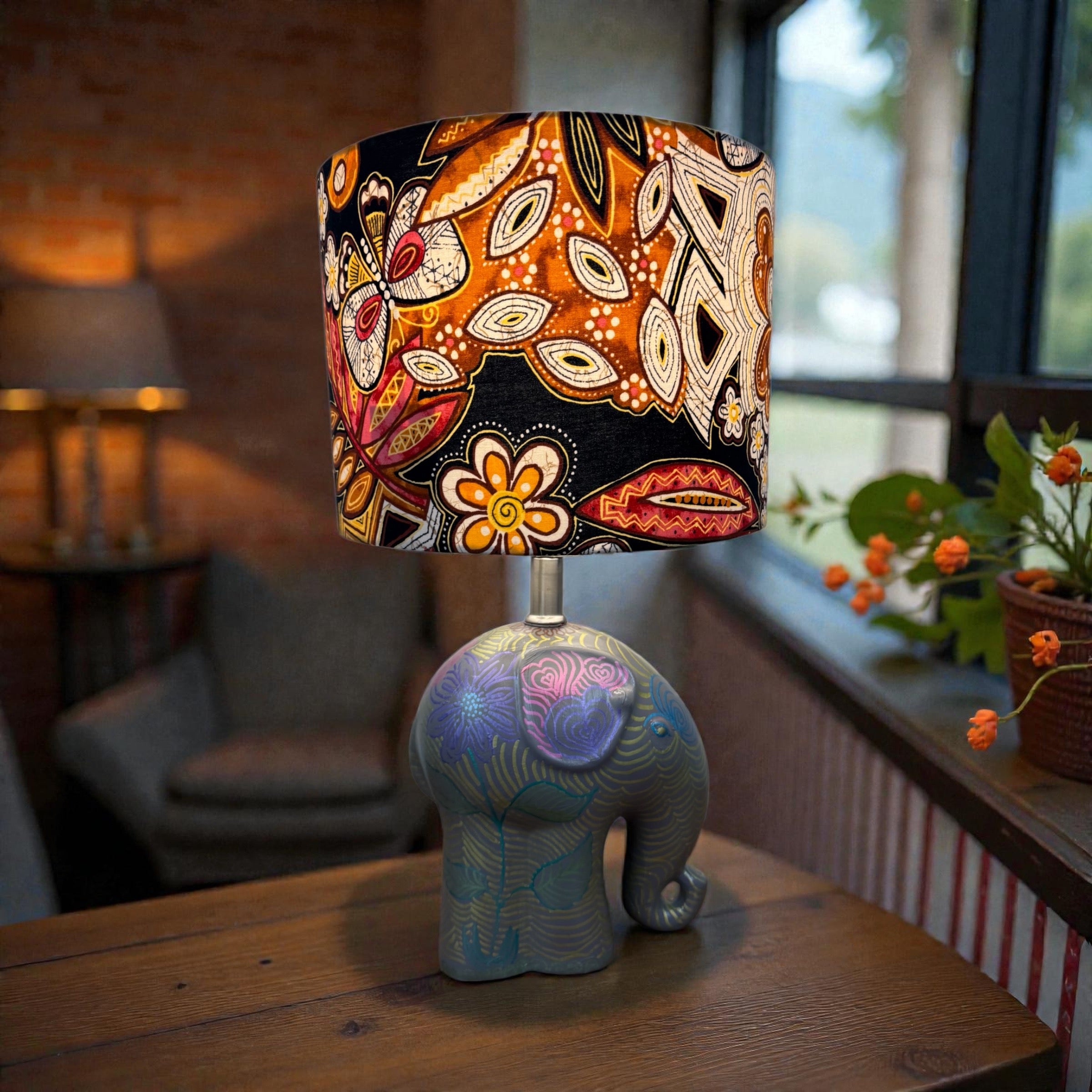 Painted Elephant Lamp
