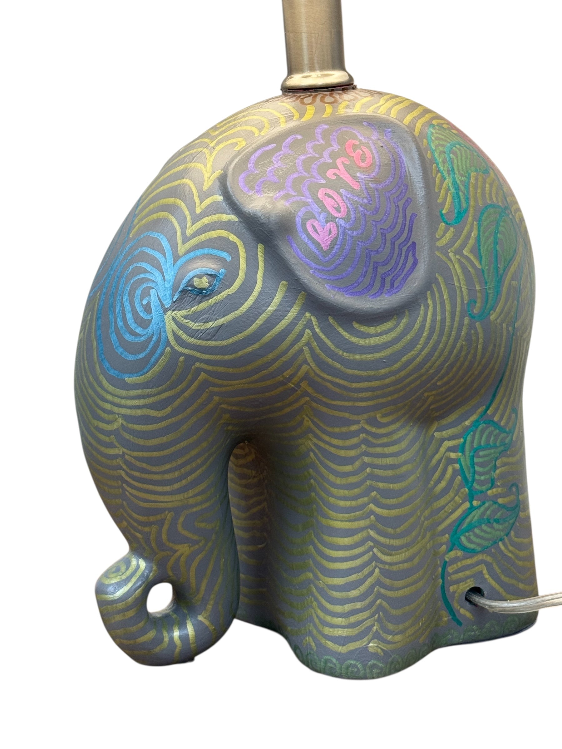 Painted Elephant Lamp
