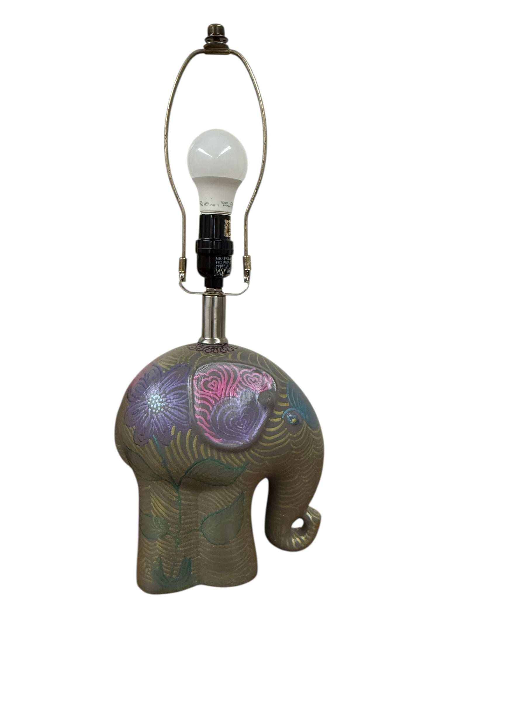 Painted Elephant Lamp