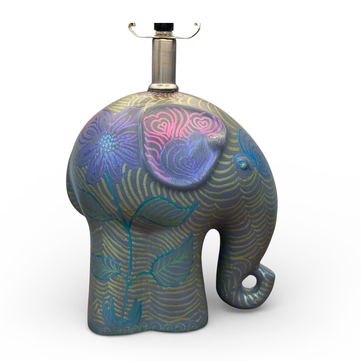 Painted Elephant Lamp