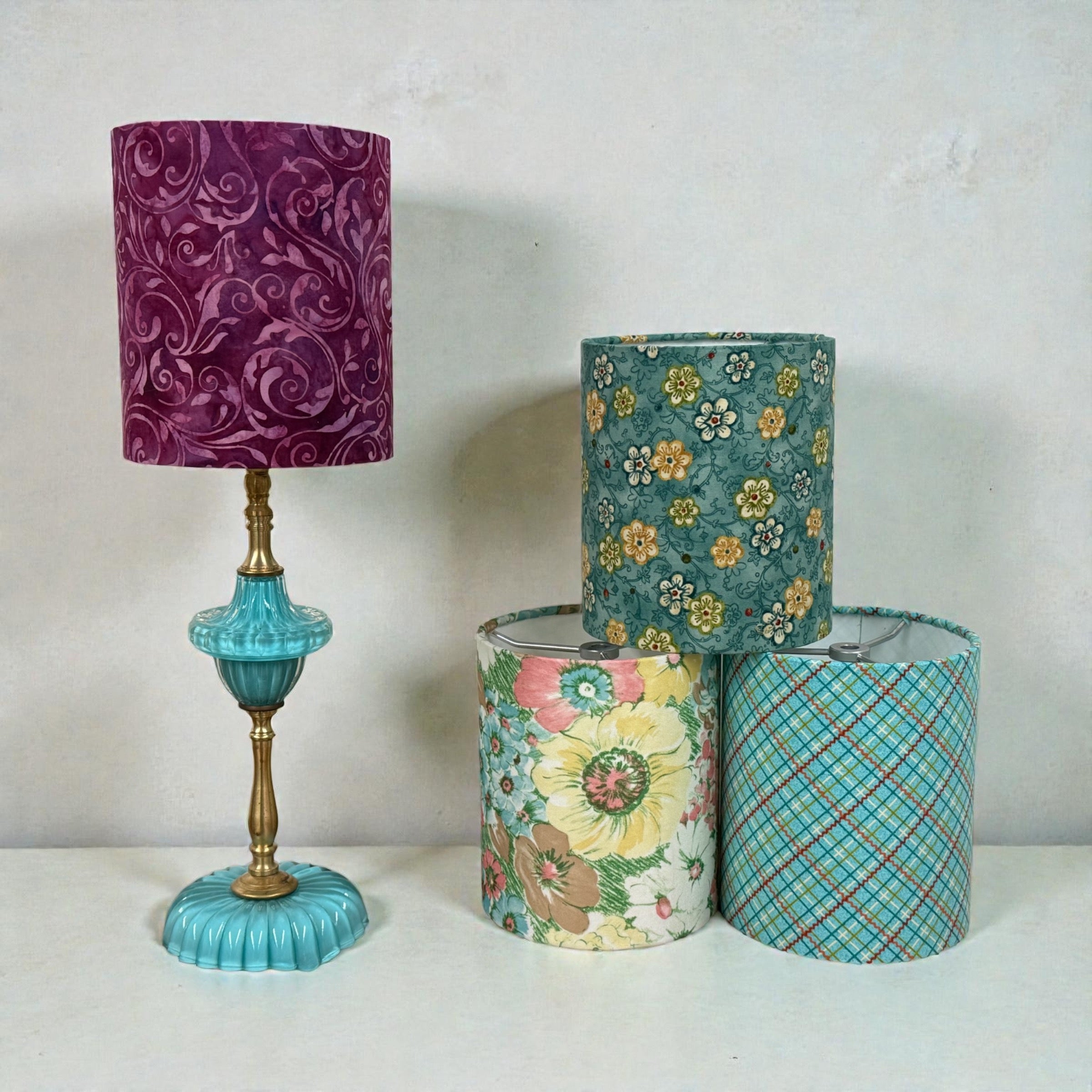 Painted Turquoise Blue Glass Lamp