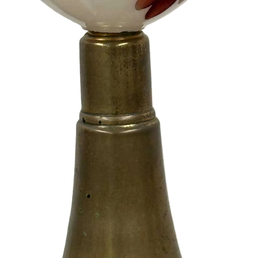 Vintage Painted Milk Glass and Brass Lamp