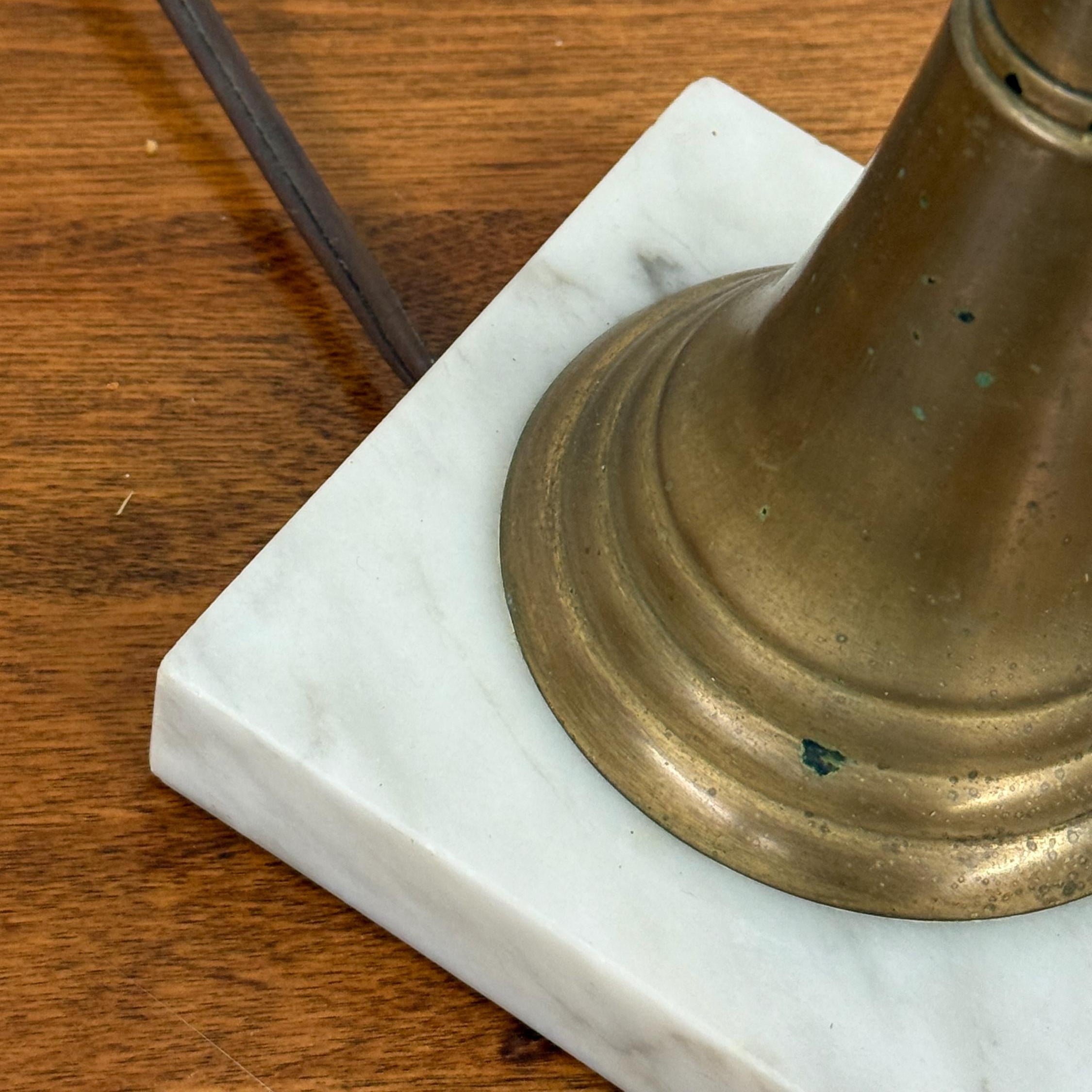 Vintage Painted Milk Glass and Brass Lamp