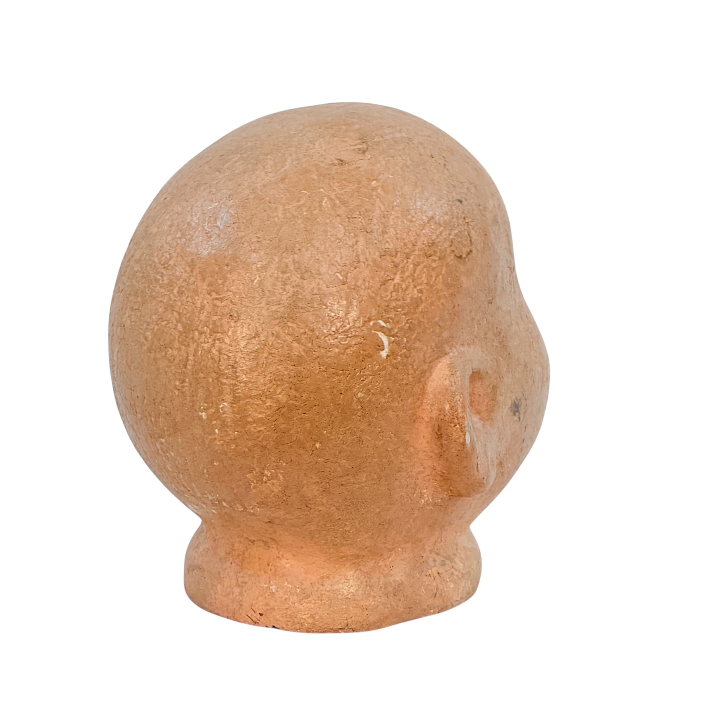 Vintage Papier Mâché Mannequin Head – Hand Painted Folk Art Display Head – Antique Style Hat Wig Form – Chippy Primitive Decor