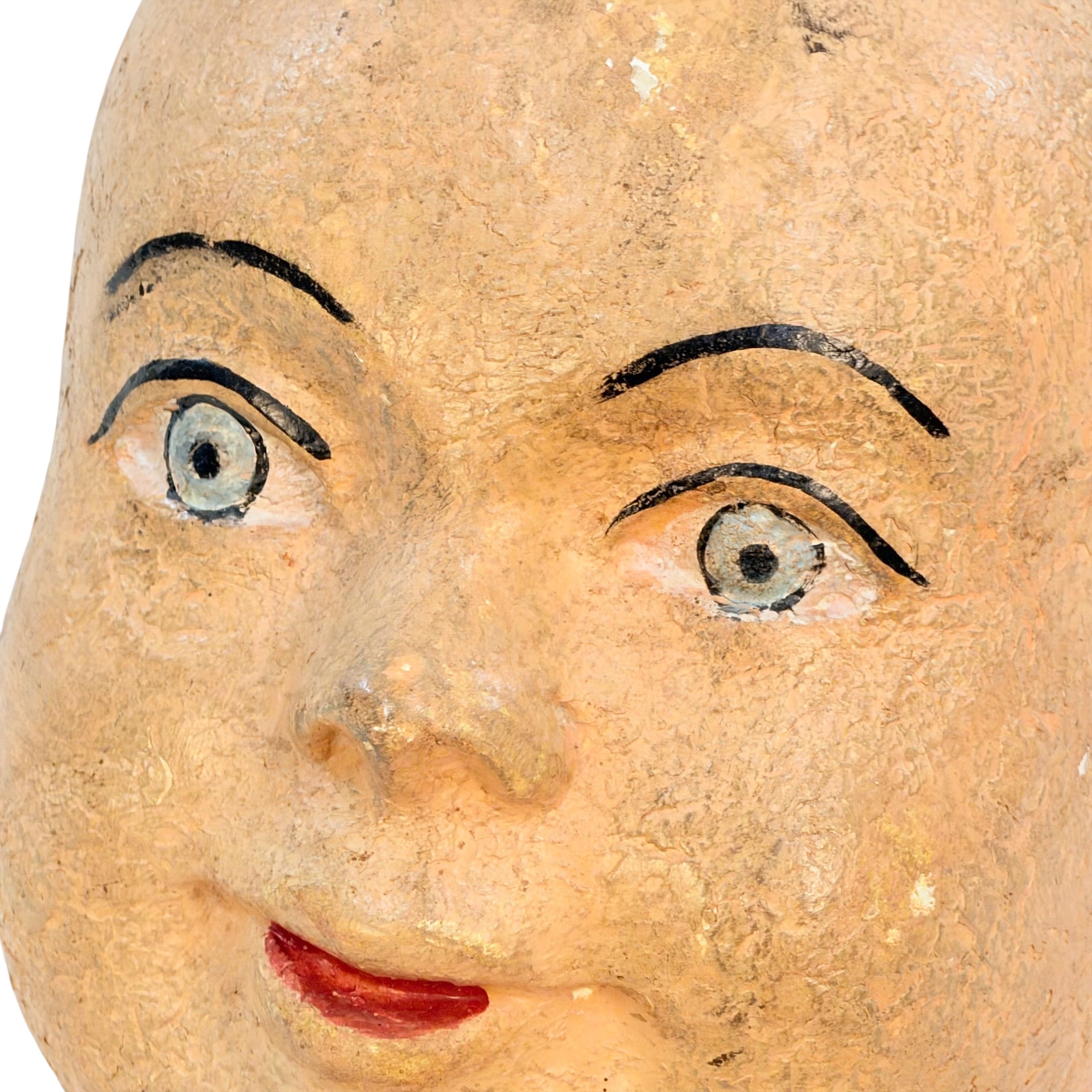 Vintage Papier Mâché Mannequin Head – Hand Painted Folk Art Display Head – Antique Style Hat Wig Form – Chippy Primitive Decor