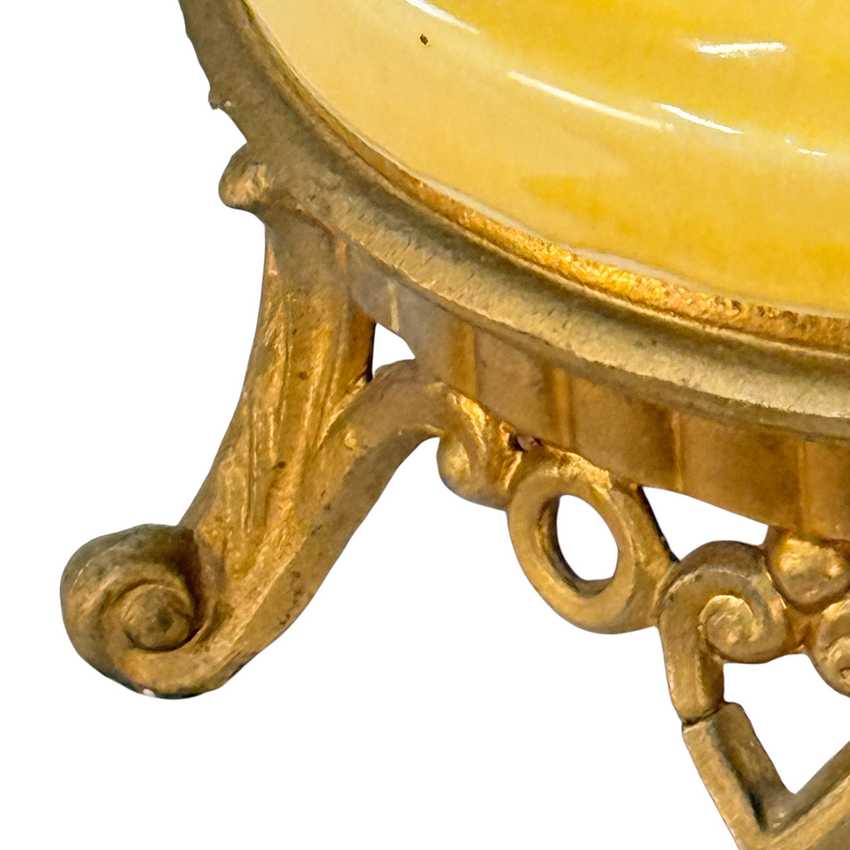 Vintage Mustard Yellow Ceramic Pelican Lamp with Brass Accents | 22.5" Table Lamp