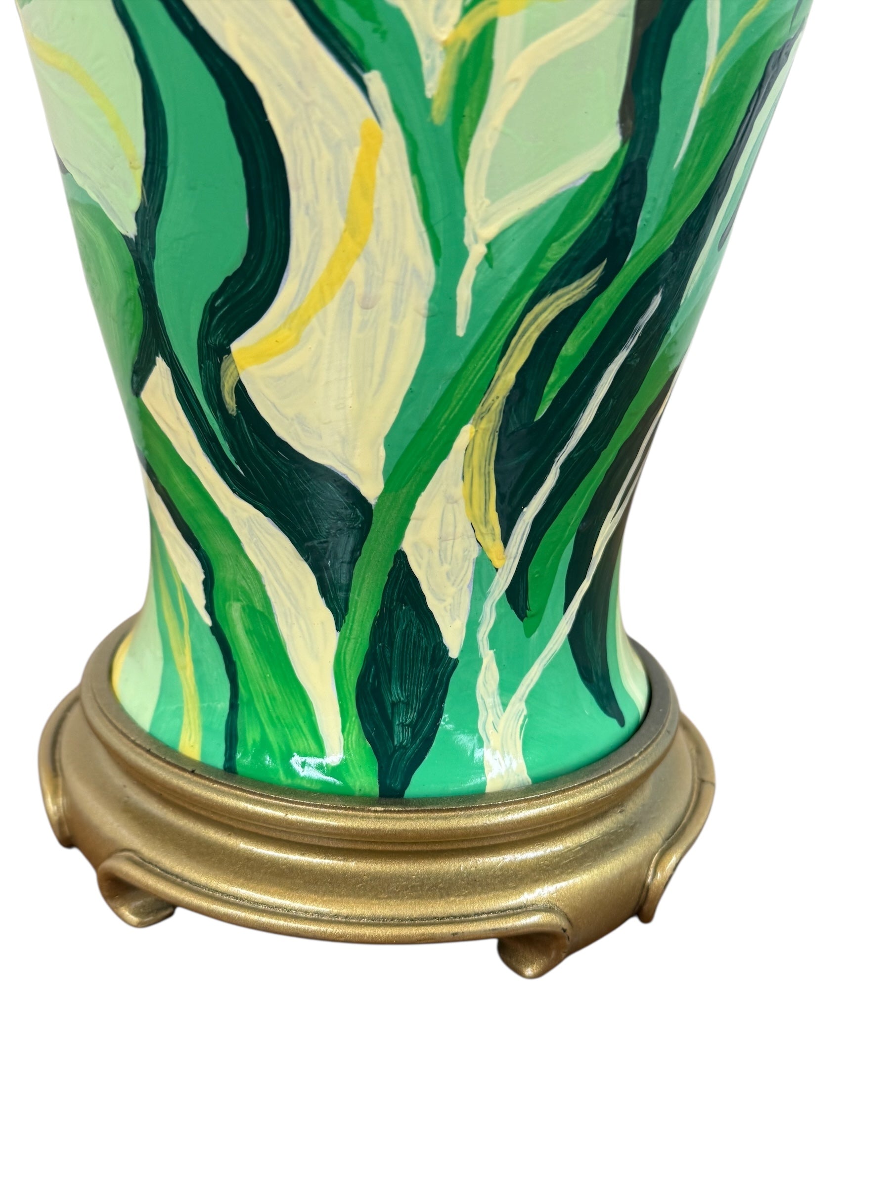 Green Swirl Painted Urn Lamp