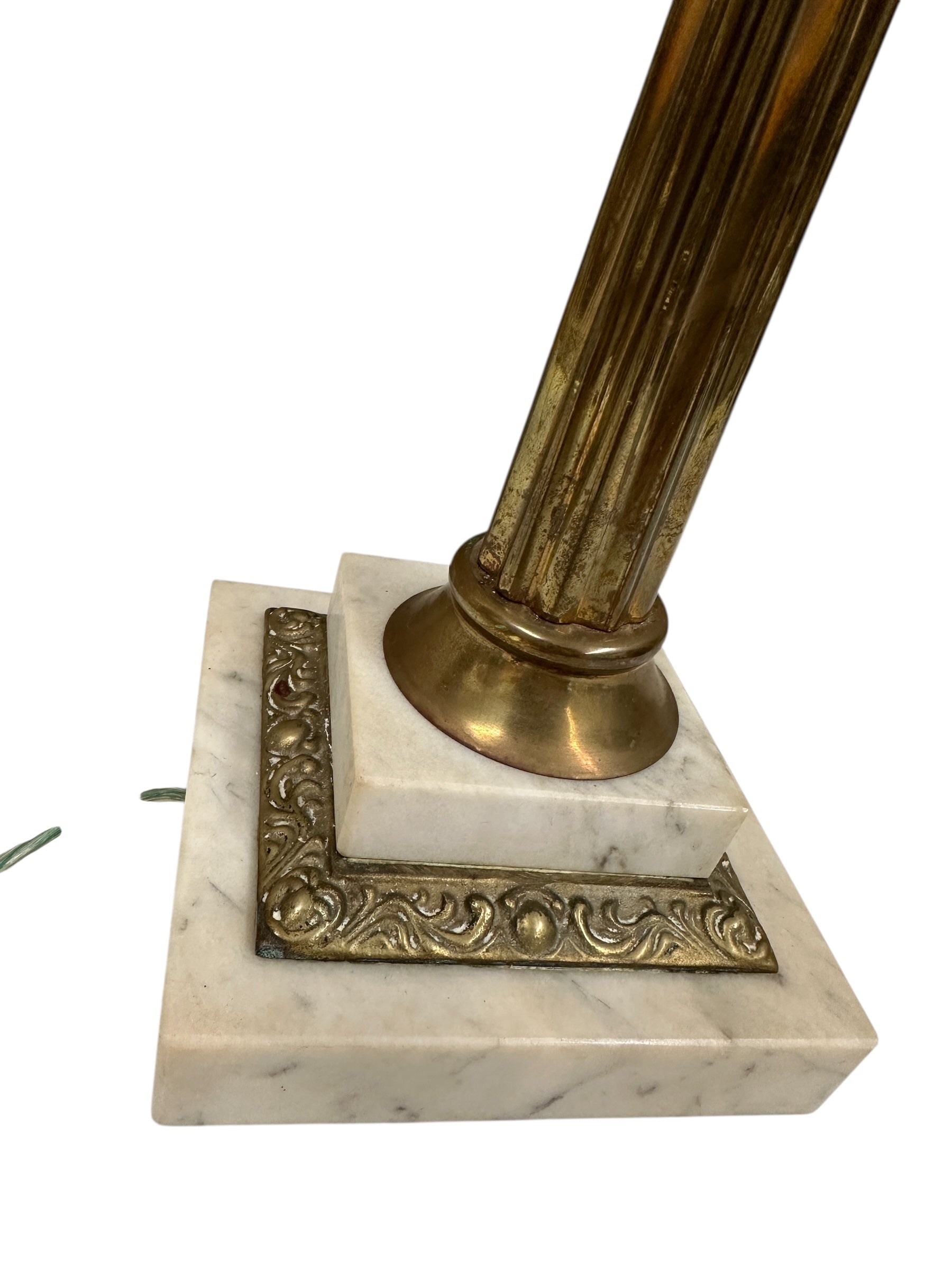 Emerald Green and White Bohemian Czech Cut Glass Lamp