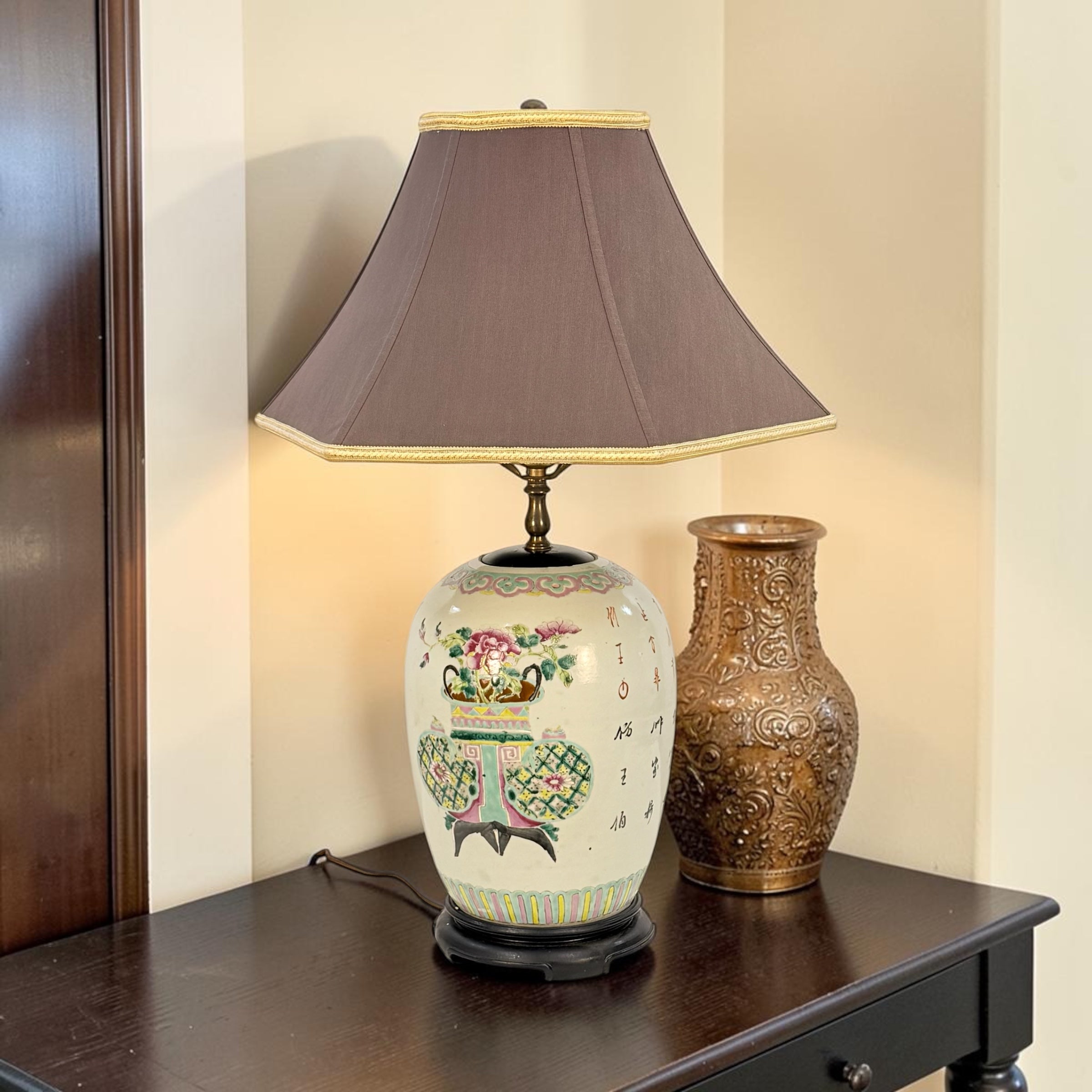 Vintage Chinoiserie Patterned Ginger Jar Lamp, Decorative Home Ginger Jar Light, Traditional Blue White Table Lamp