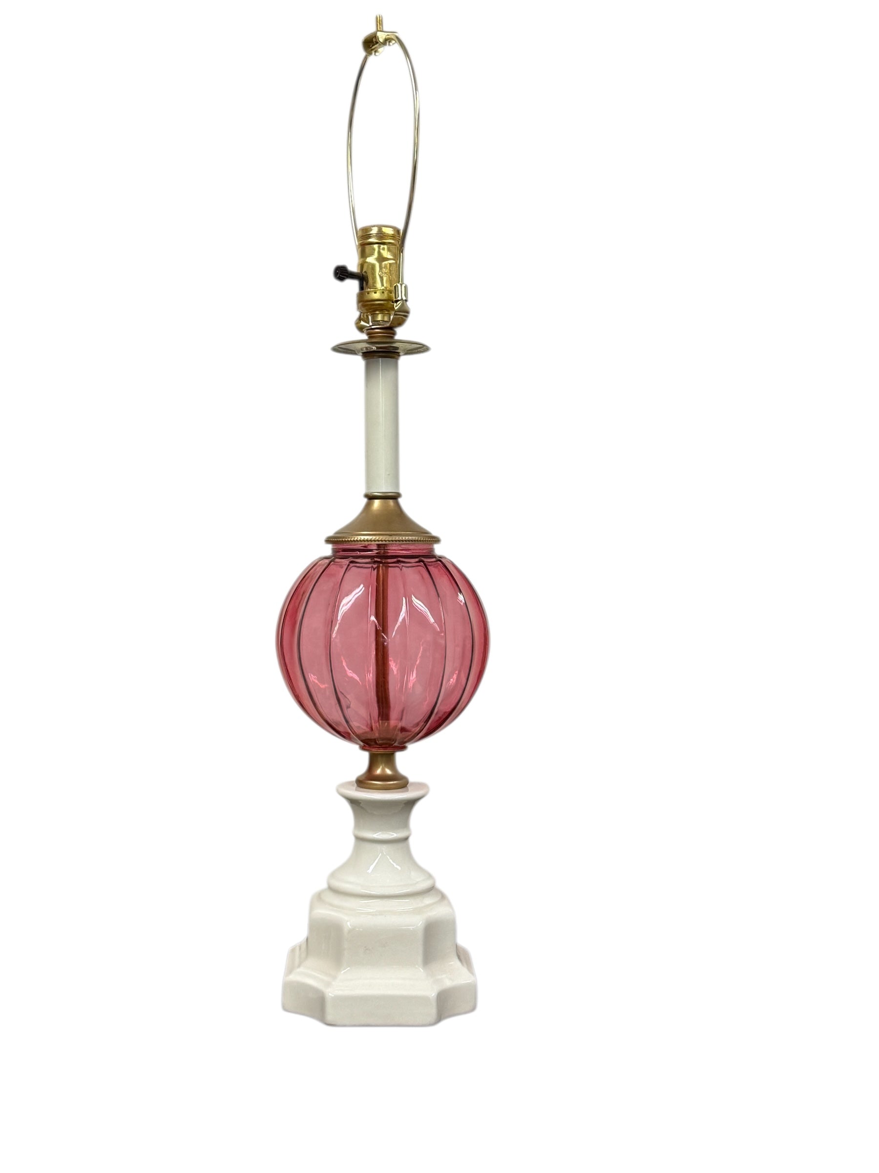 Pink Glass Candlestick Lamp