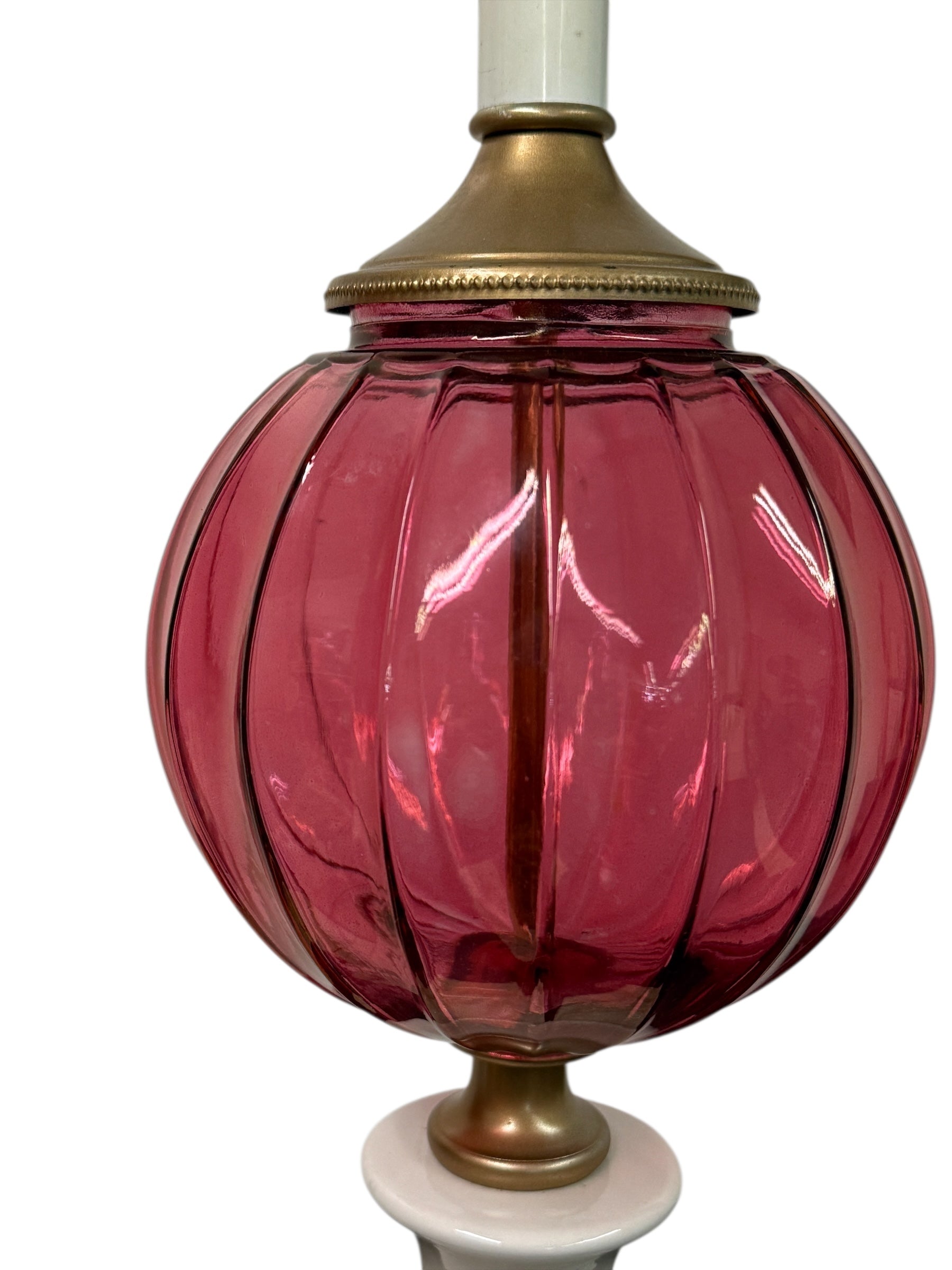 Pink Glass Candlestick Lamp