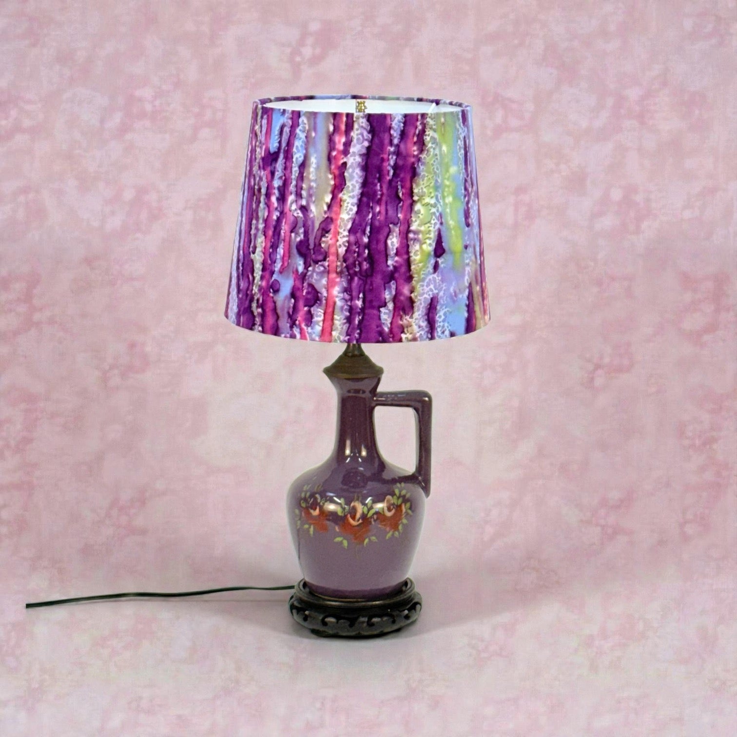 Hand Painted Purple Jug Lamp