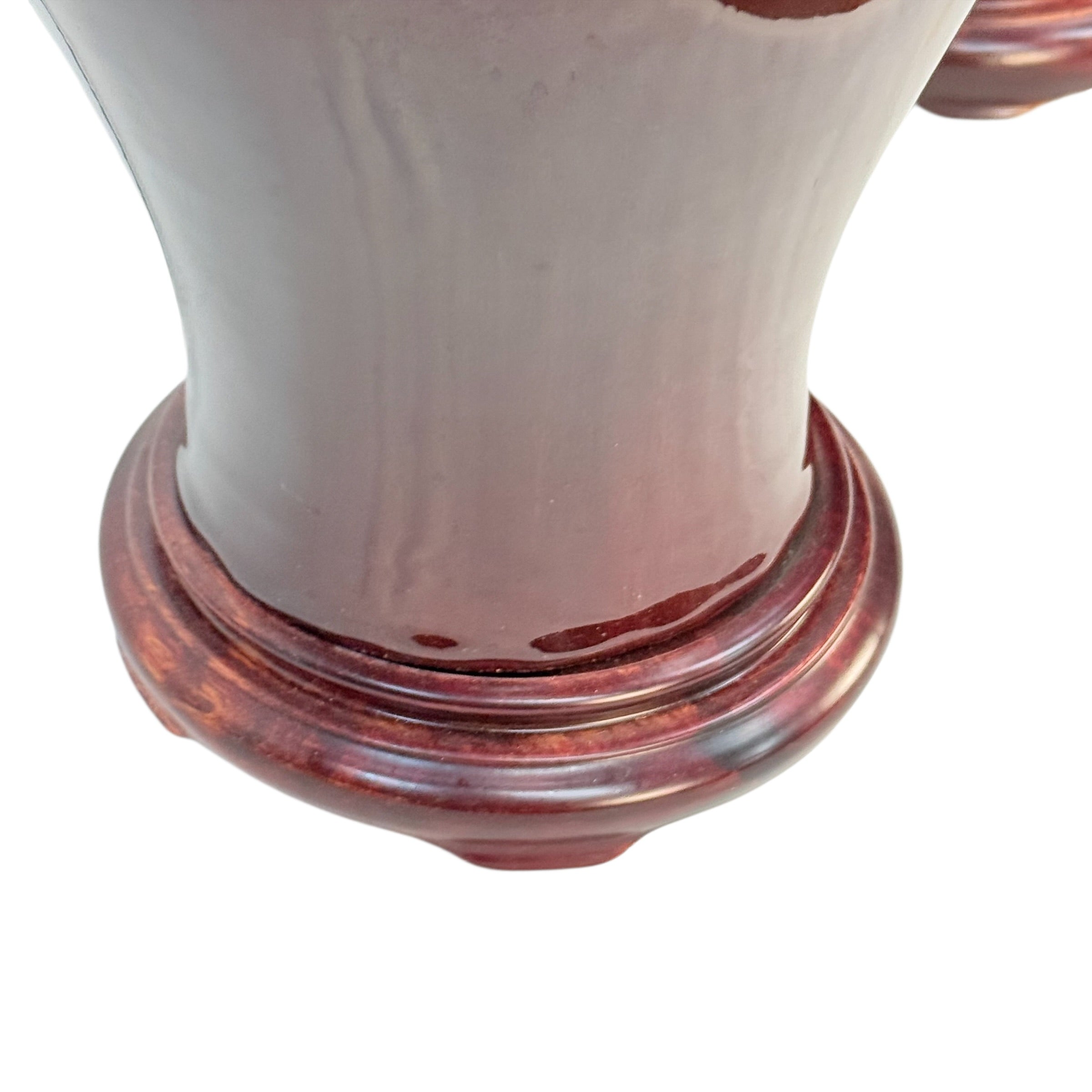 Pair Red Drip Glaze Ceramic Table Lamps Burgundy Oxblood Style 3-Way