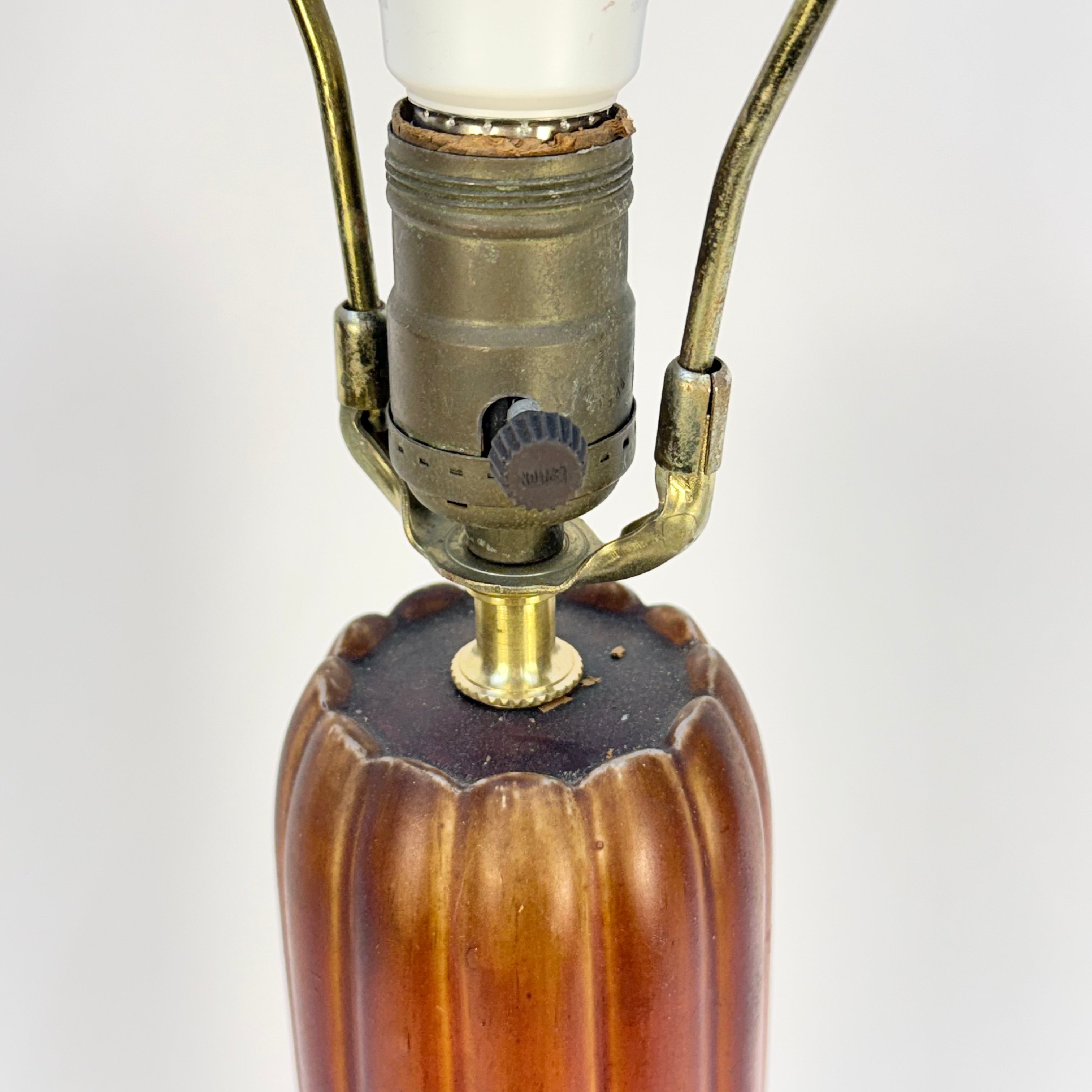 French Art Nouveau Red Lamp with Gold Detail