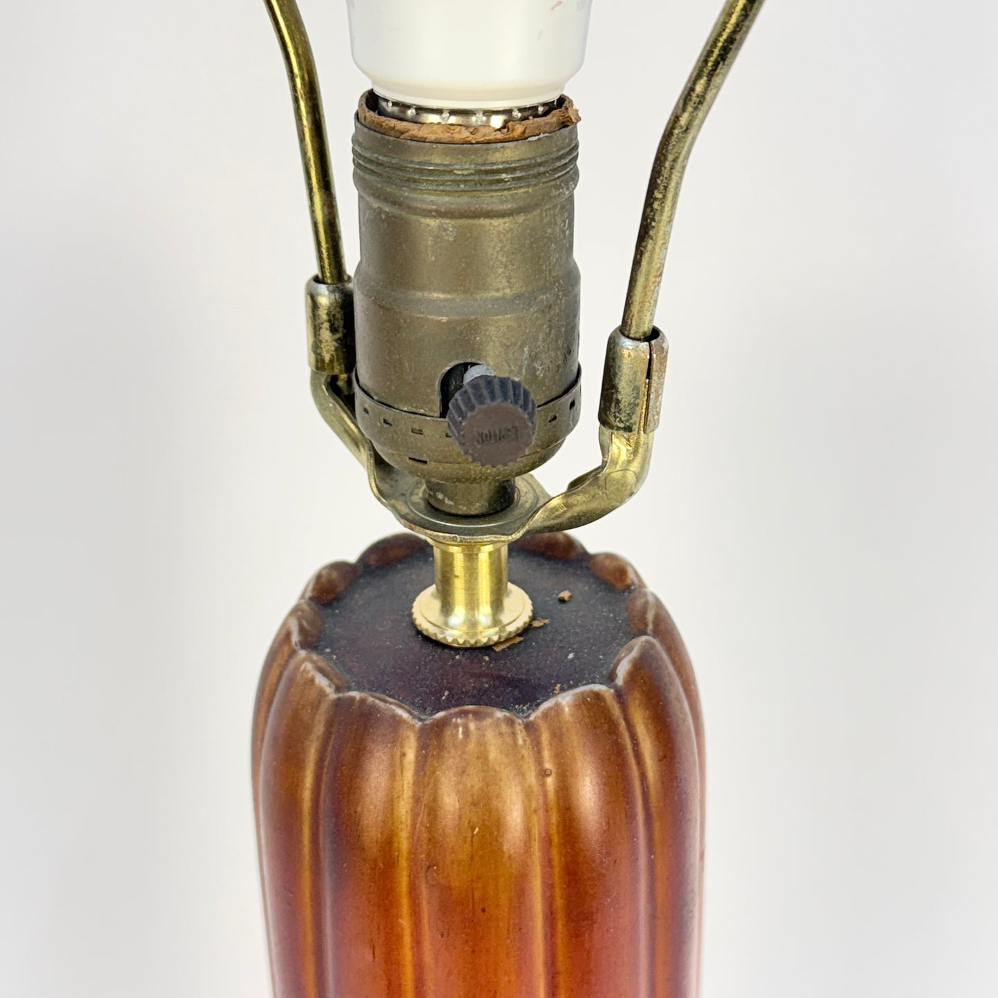 French Art Nouveau Red Lamp with Gold Detail