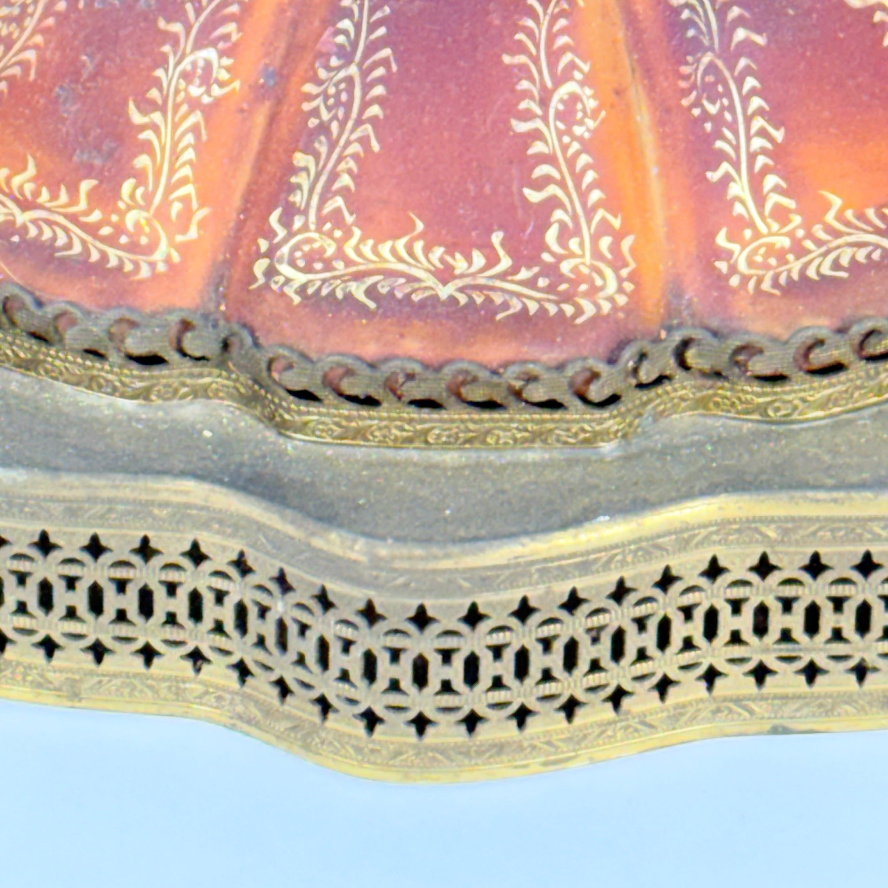 French Art Nouveau Red Lamp with Gold Detail