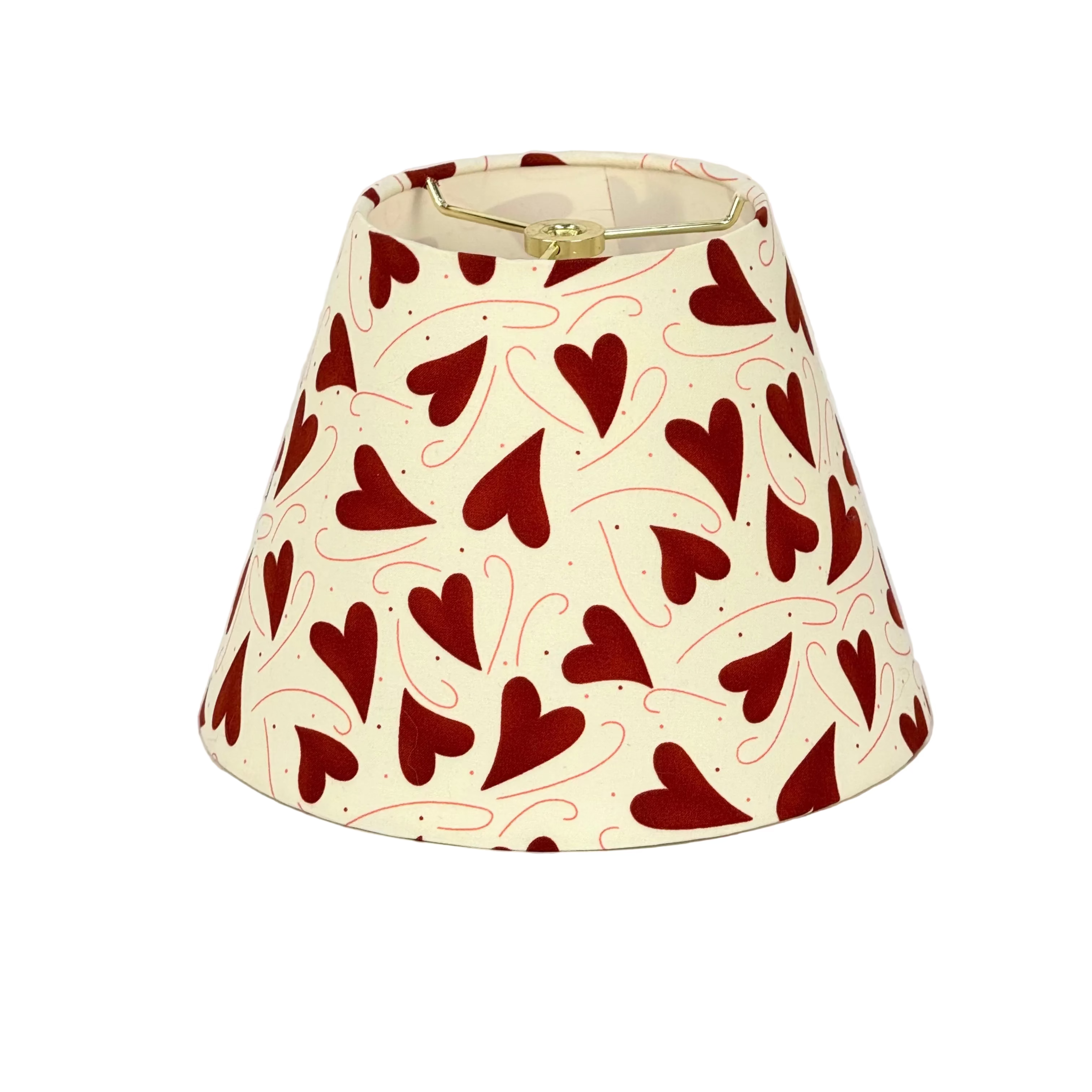 Lampshade with red heart pattern on a beige background