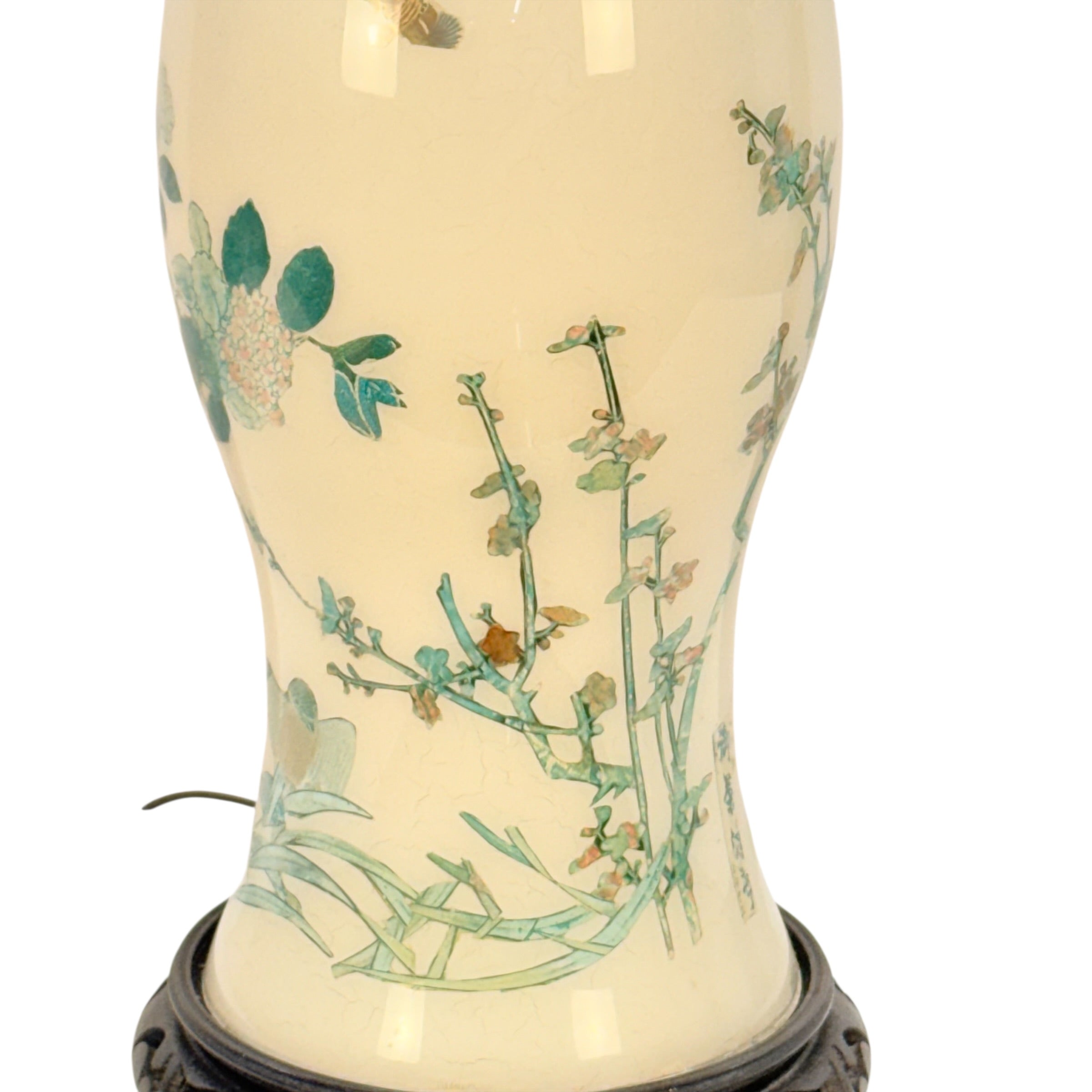 Tall Handmade Reverse Decoupage Lamp, Accent Decoupage Lamp, Vintage Floral Tall Lamp