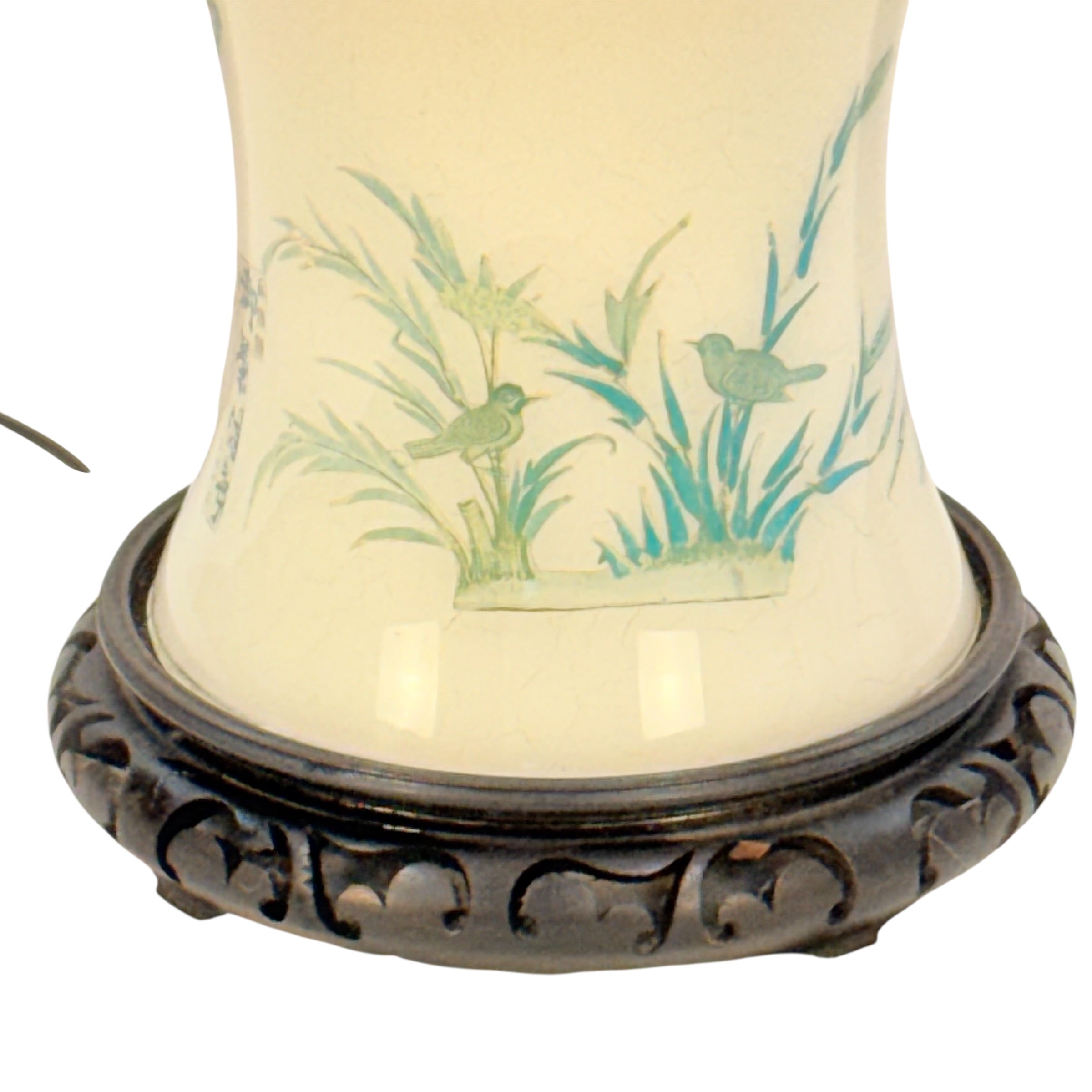 Tall Handmade Reverse Decoupage Lamp, Accent Decoupage Lamp, Vintage Floral Tall Lamp