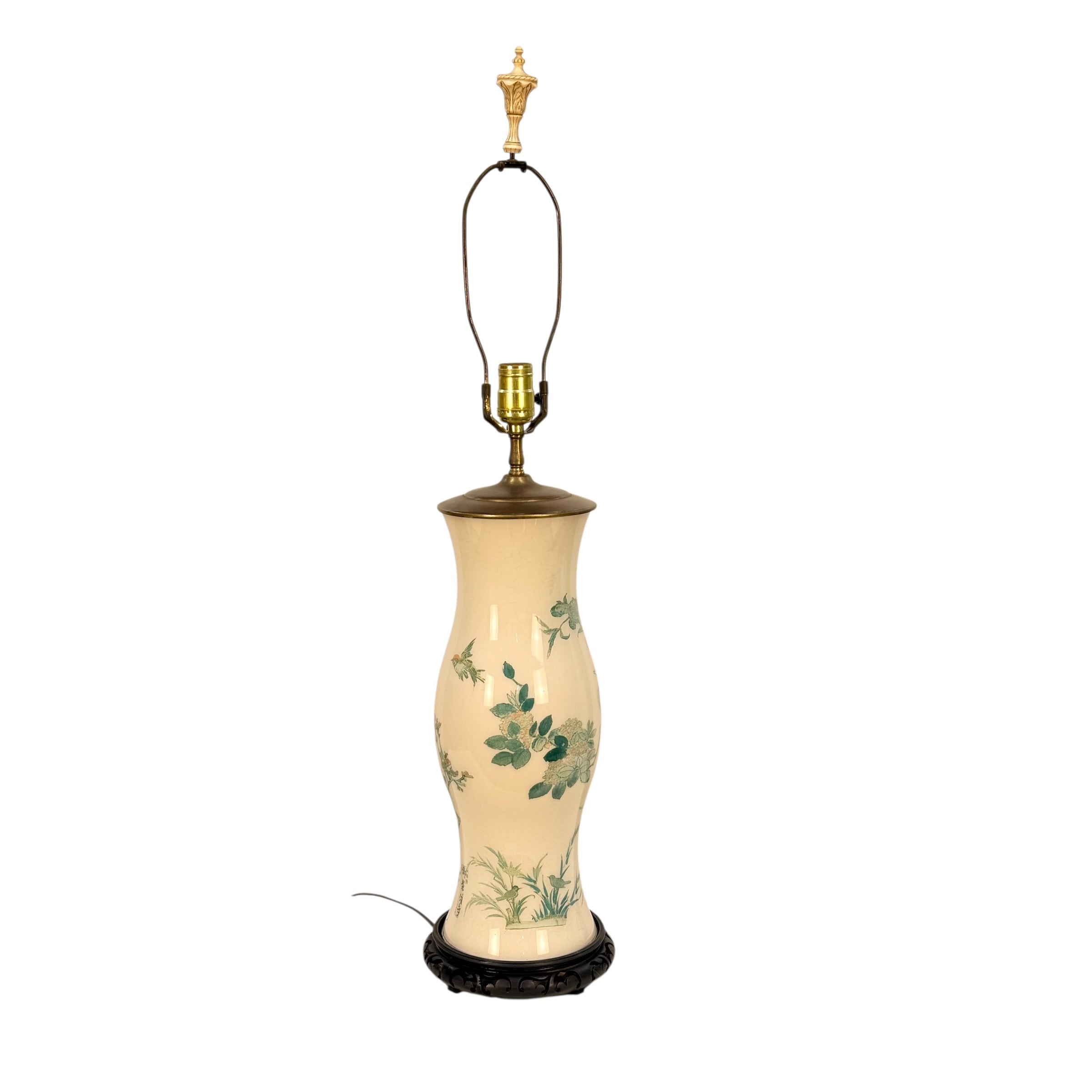 Tall Handmade Reverse Decoupage Lamp, Accent Decoupage Lamp, Vintage Floral Tall Lamp