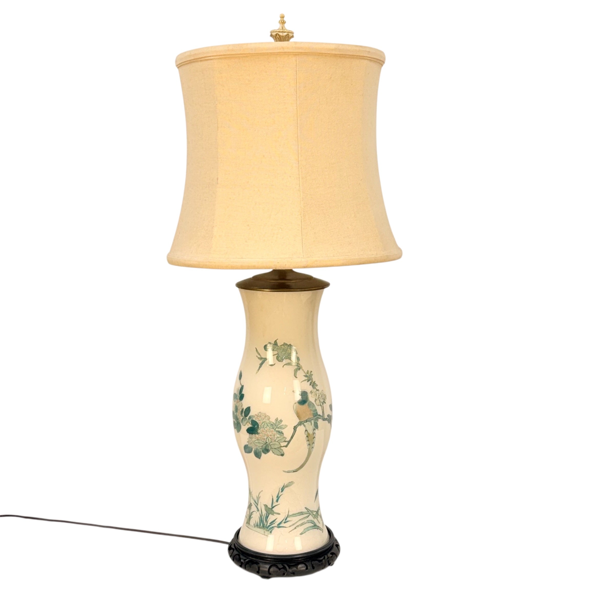 Tall Handmade Reverse Decoupage Lamp, Accent Decoupage Lamp, Vintage Floral Tall Lamp