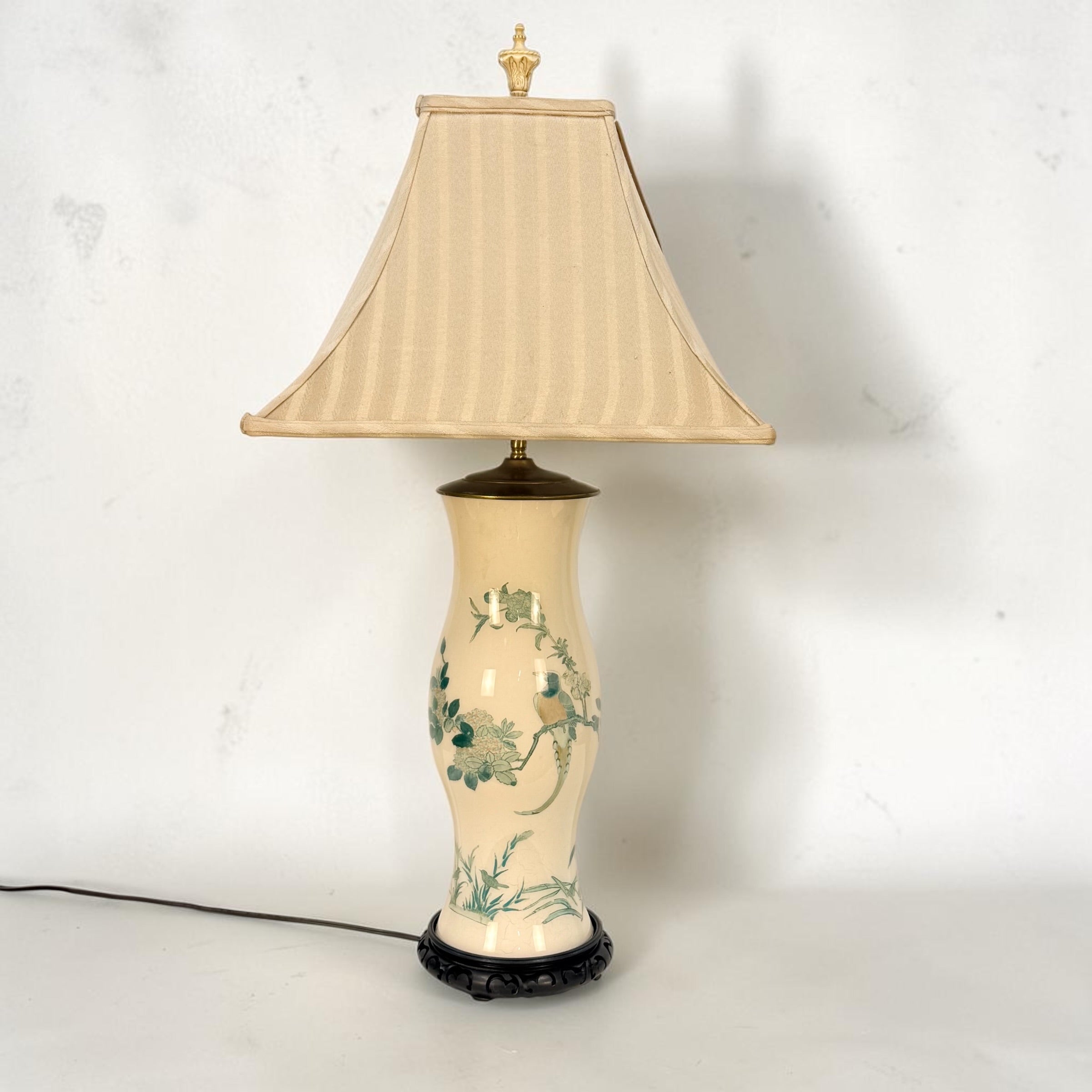 Tall Handmade Reverse Decoupage Lamp, Accent Decoupage Lamp, Vintage Floral Tall Lamp