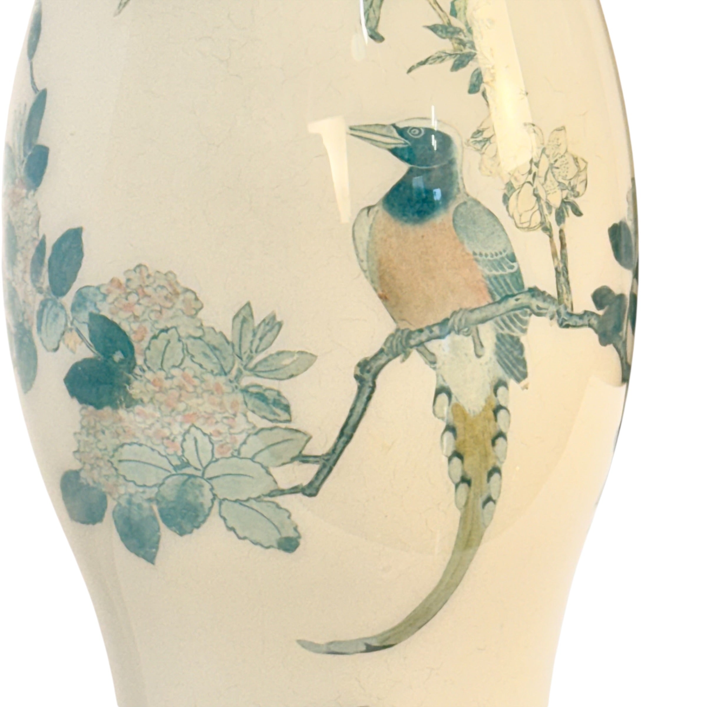 Tall Handmade Reverse Decoupage Lamp, Accent Decoupage Lamp, Vintage Floral Tall Lamp