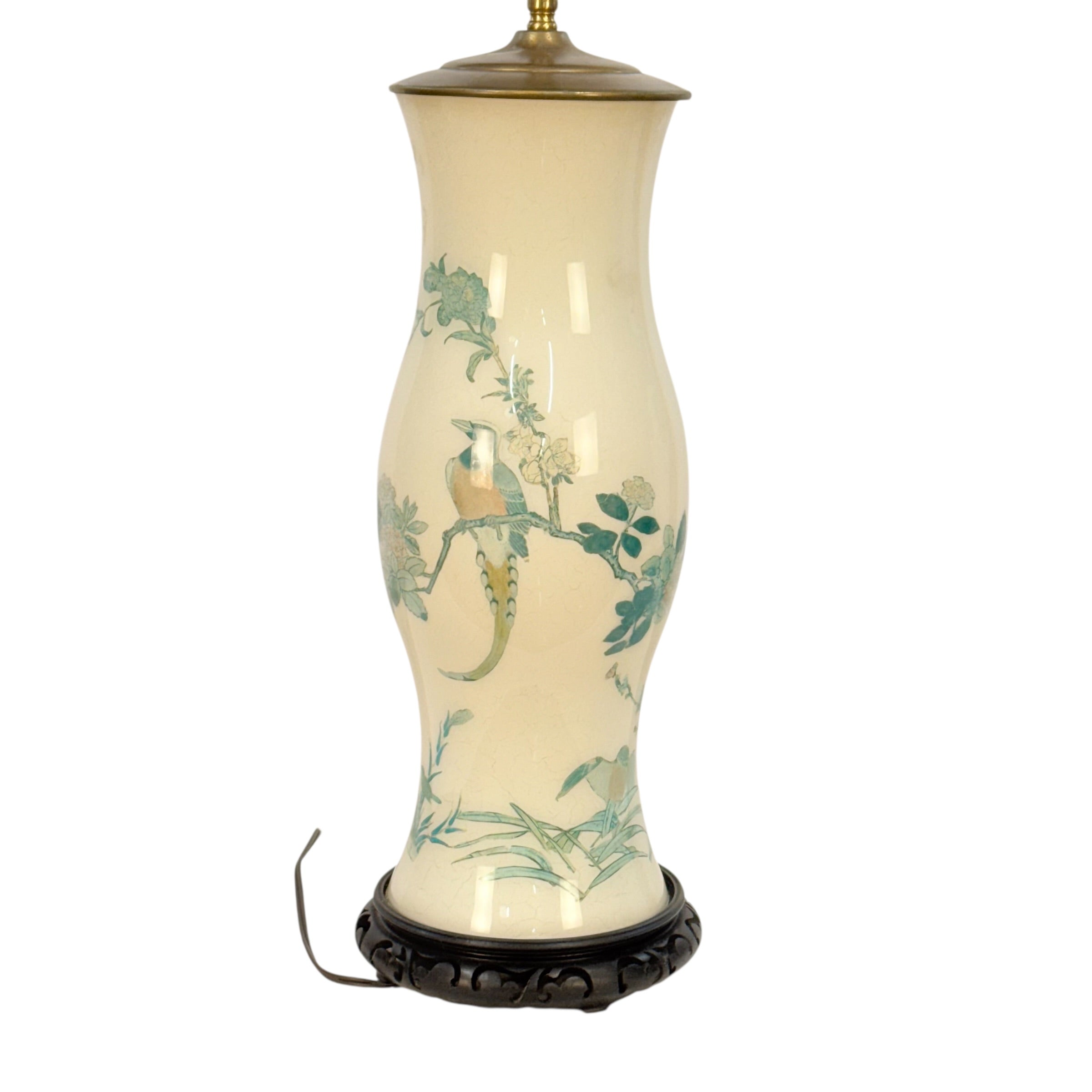 Tall Handmade Reverse Decoupage Lamp, Accent Decoupage Lamp, Vintage Floral Tall Lamp