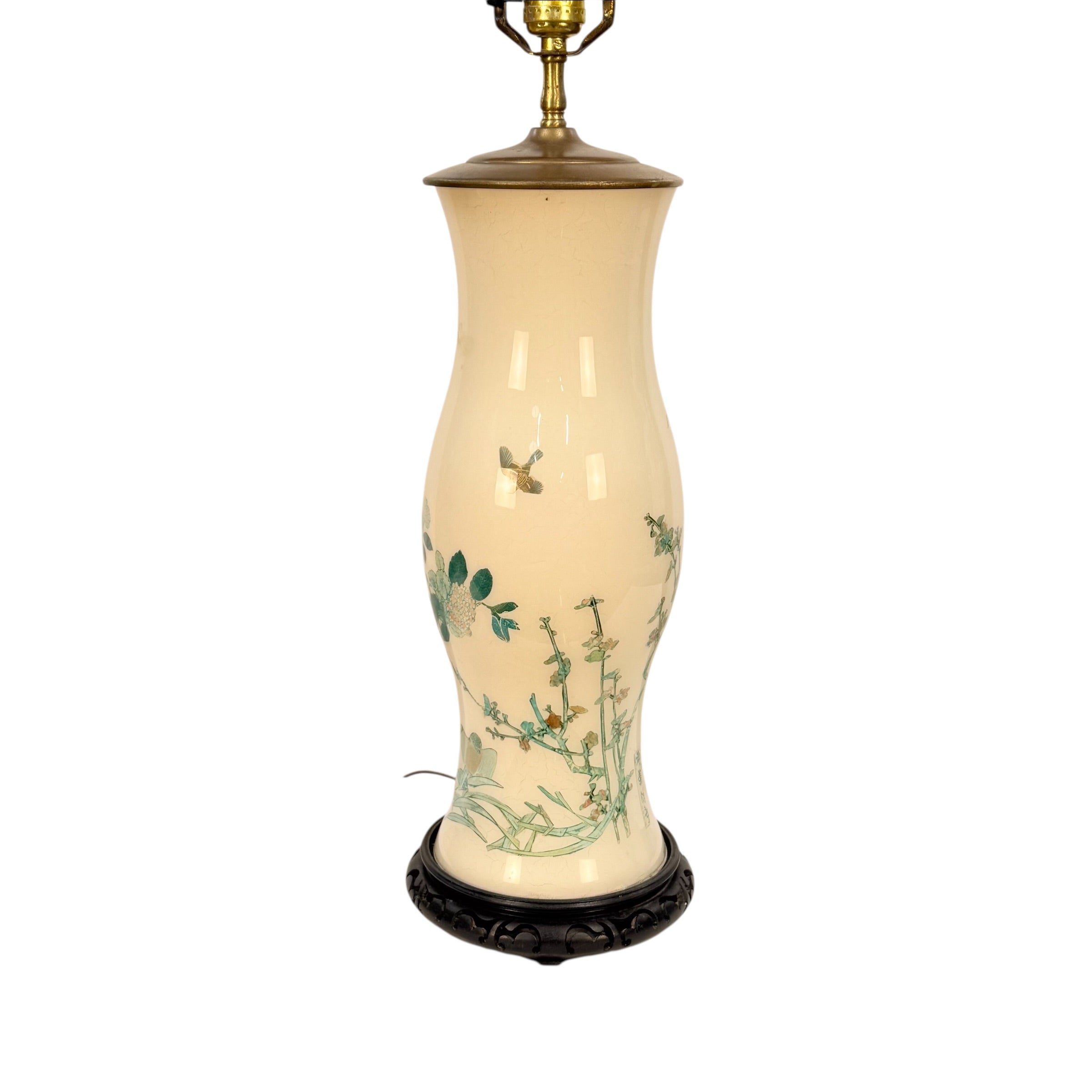 Tall Handmade Reverse Decoupage Lamp, Accent Decoupage Lamp, Vintage Floral Tall Lamp