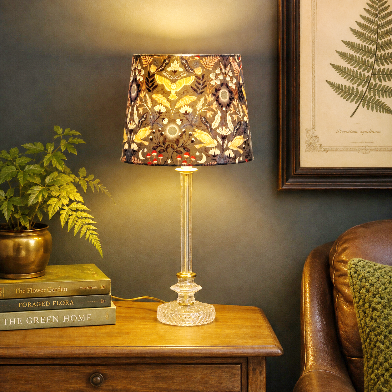 "Rita" Custom Built Vintage Glass Table Lamp | Clear Glass Lamp; Brass Accent Lamp | One of a Kind Small Lamp