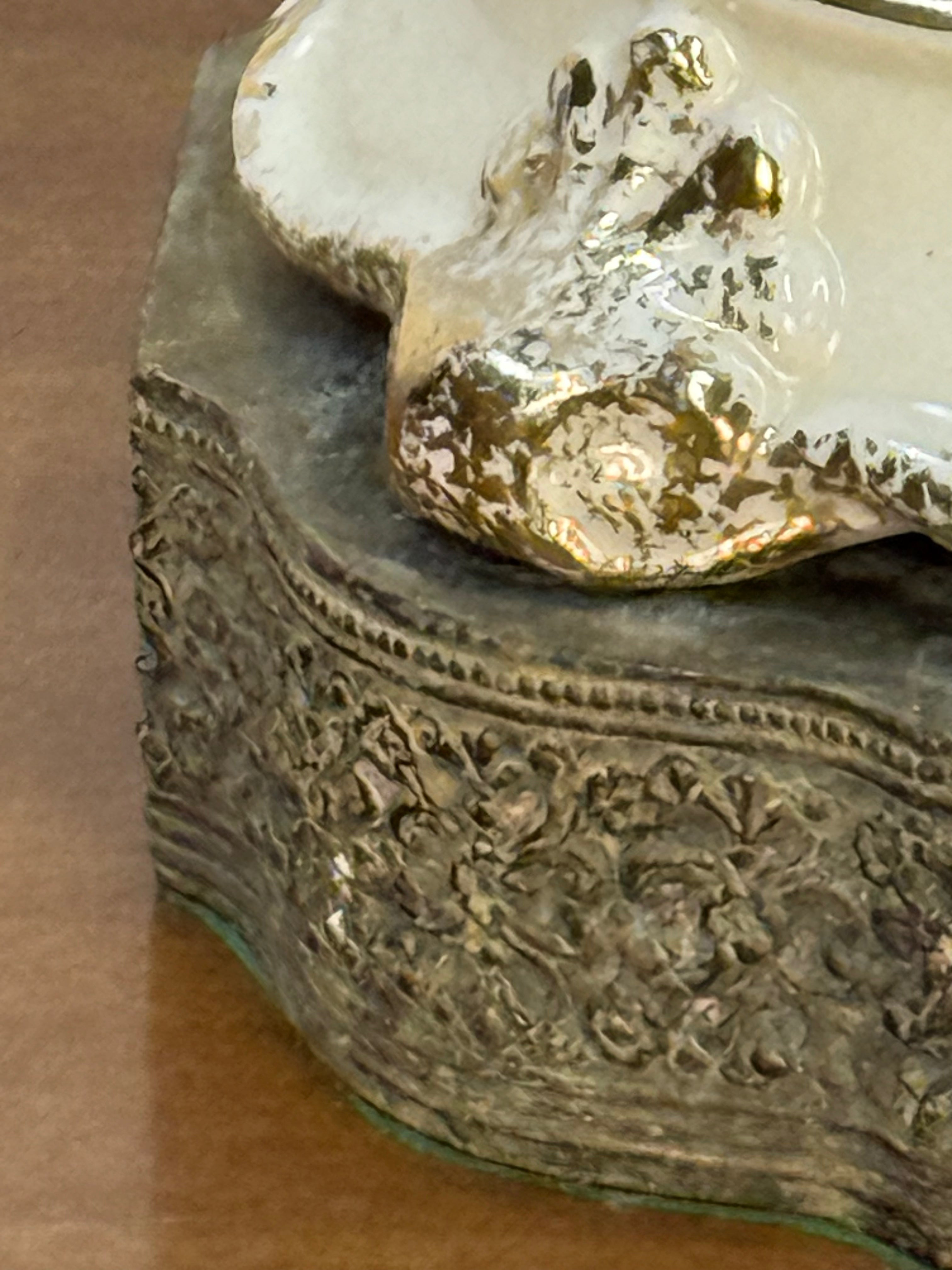 Vintage Ceramic Lamp with Hand Painted Rose