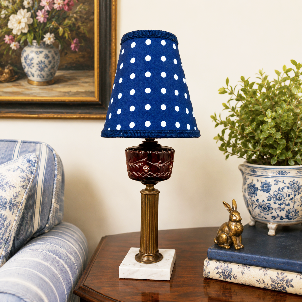Vintage Ruby Red Cut to Clear Glass Table Lamp | Czech Bohemian Style Glass | Restored &amp; Rewired Vintage Lighting