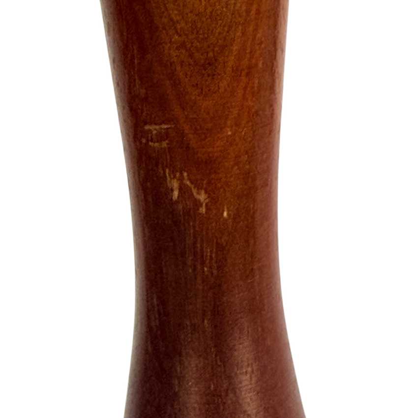 Vintage MCM Drip Glaze Ceramic Lamp; Wood Table Lamp – 28” Olive Green Amber Brown Mid Century Lamp