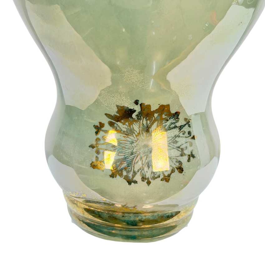 Vintage Green Floral Urn Table Lamp with Gold Accents | Hollywood Regency Ceramic Lamp | Ornate Double Handle Vase Lamp