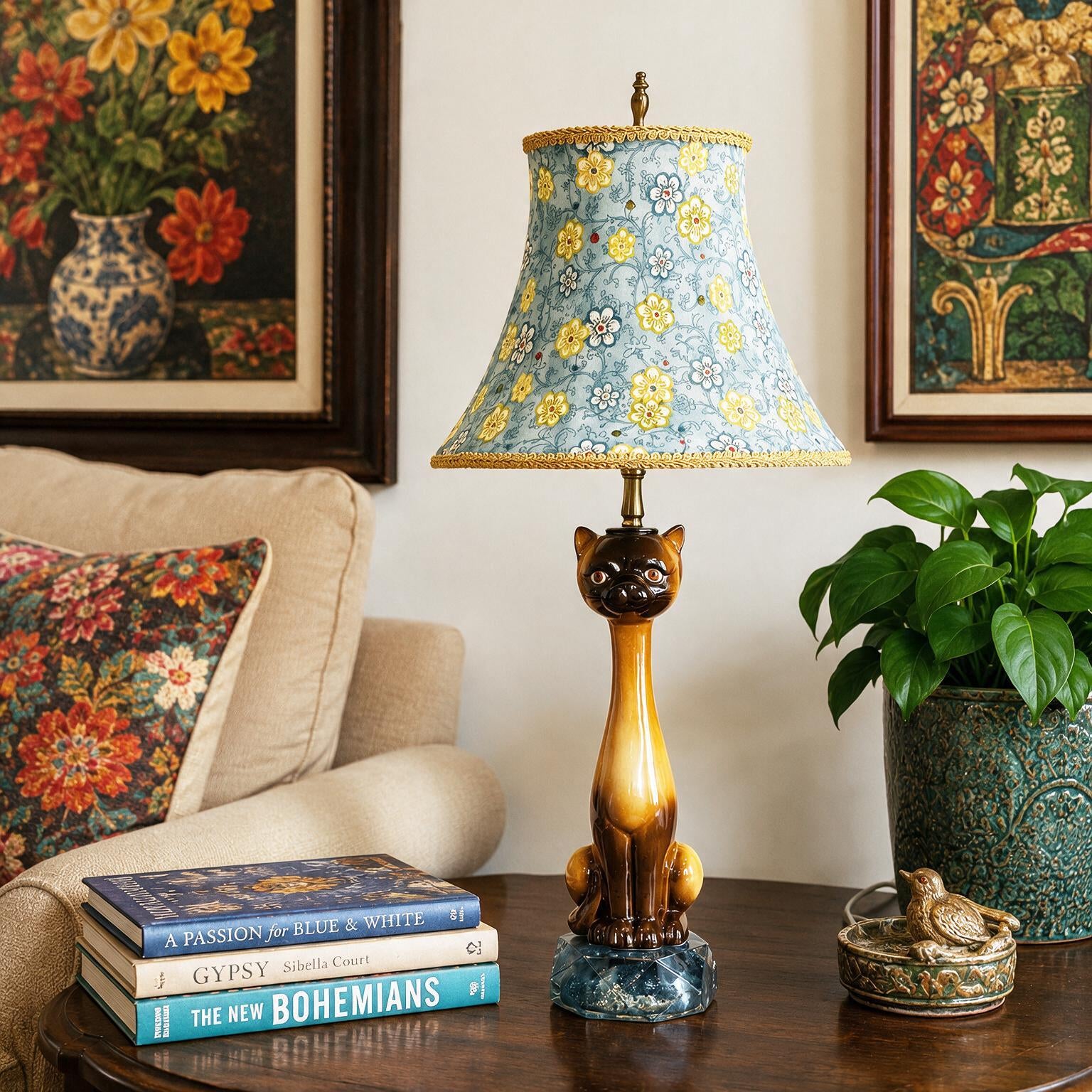 Vintage Siamese Cat Table Lamp | Ceramic Cat Lamp | Mid Century Cat Lamp | Hollywood Regency | Cat Lover Gift
