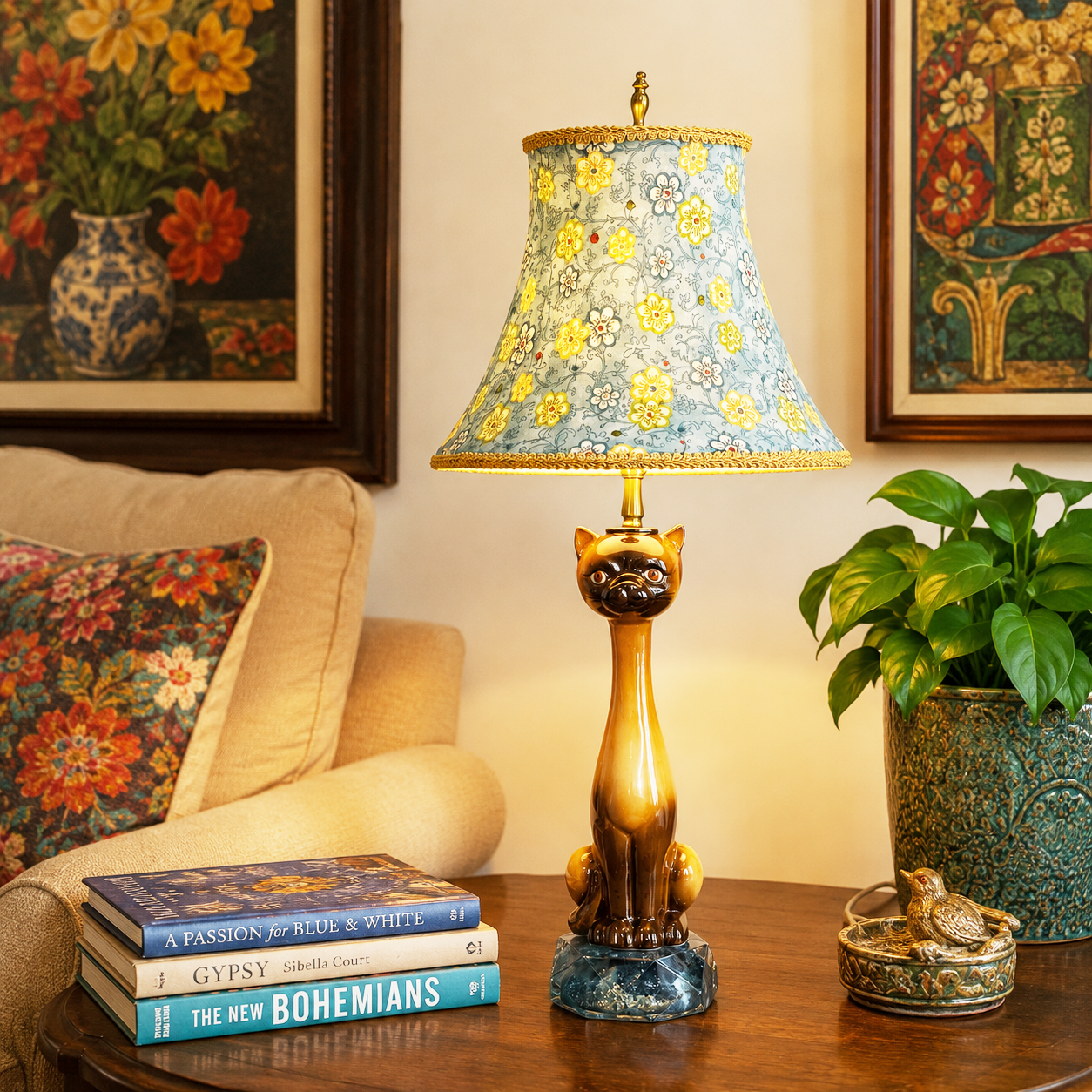 Vintage Siamese Cat Table Lamp | Ceramic Cat Lamp | Mid Century Cat Lamp | Hollywood Regency | Cat Lover Gift