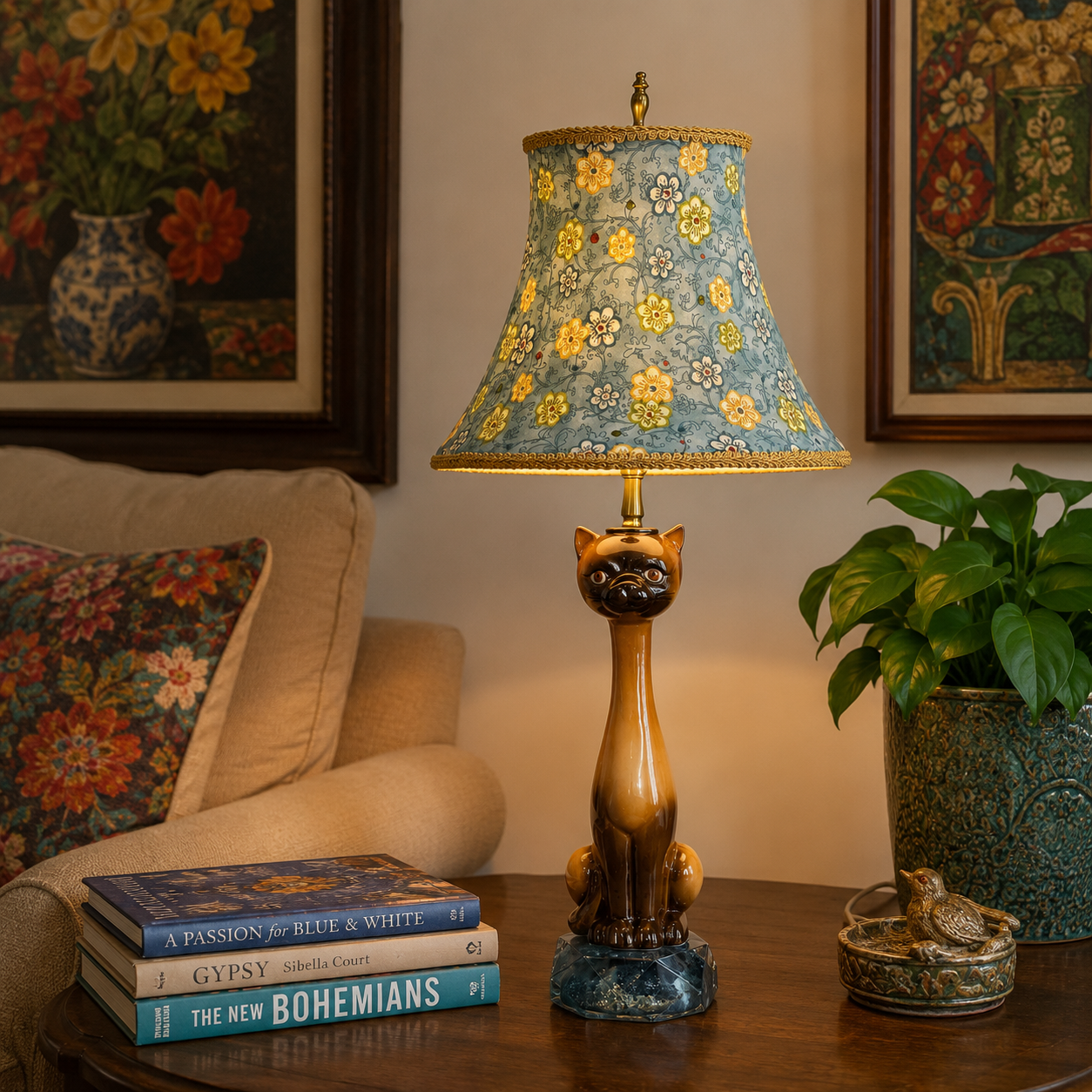 Vintage Siamese Cat Table Lamp | Ceramic Cat Lamp | Mid Century Cat Lamp | Hollywood Regency | Cat Lover Gift