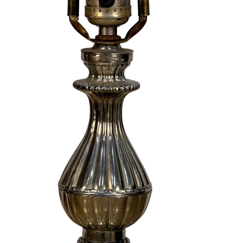Vintage Silver Frosted Glass Lamp, Weighted Table Lamp, Hollywood Regency Lamp