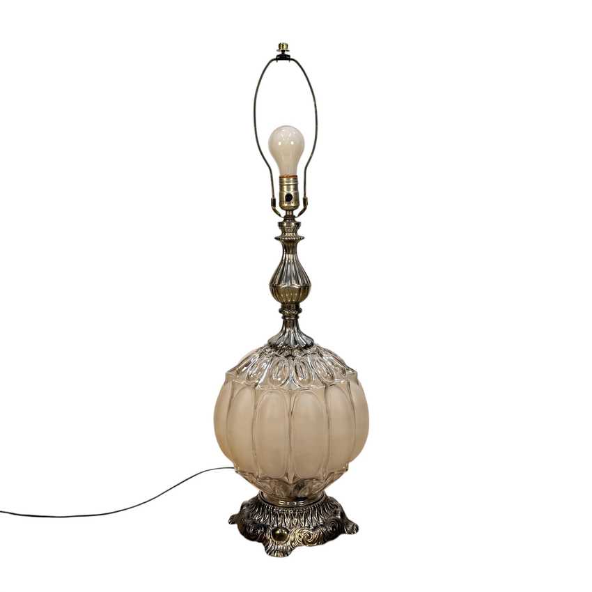 Vintage Silver Frosted Glass Lamp, Weighted Table Lamp, Hollywood Regency Lamp