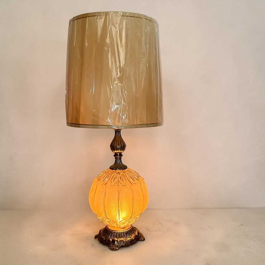 Vintage Silver Frosted Glass Lamp, Weighted Table Lamp, Hollywood Regency Lamp