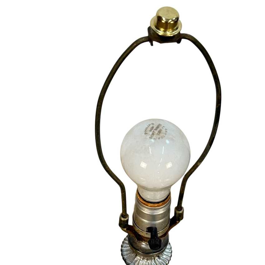Vintage Silver Frosted Glass Lamp, Weighted Table Lamp, Hollywood Regency Lamp