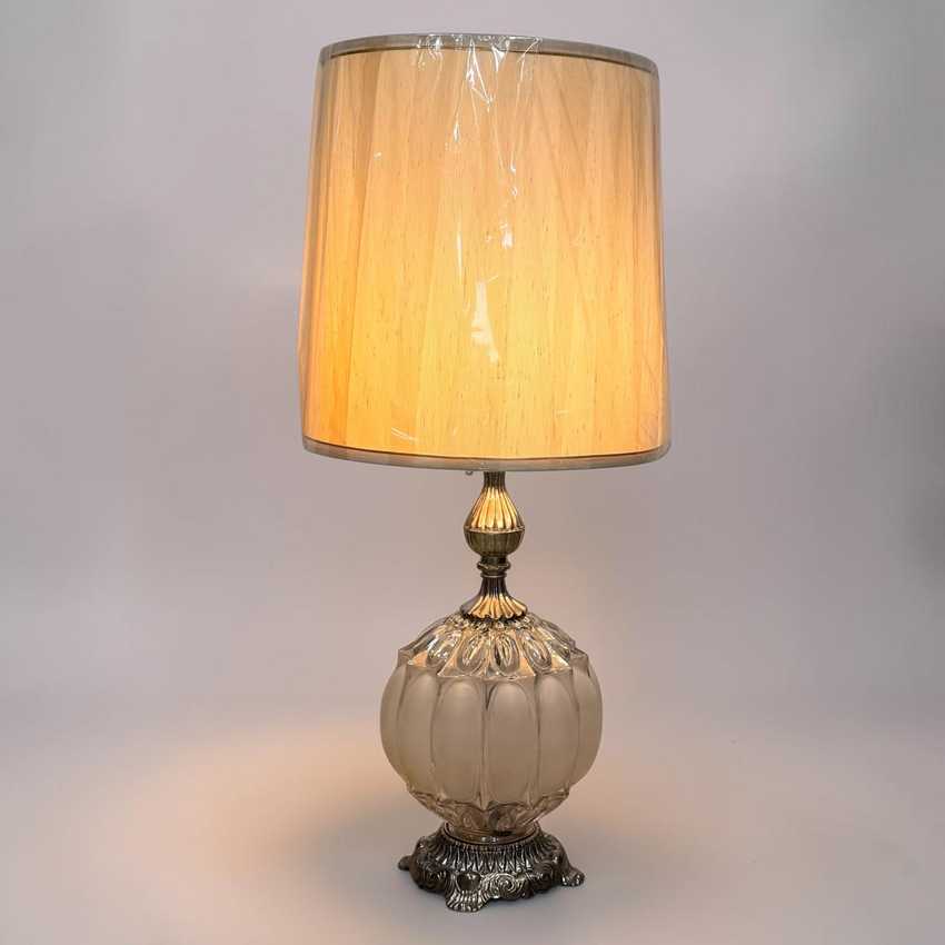 Vintage Silver Frosted Glass Lamp, Weighted Table Lamp, Hollywood Regency Lamp