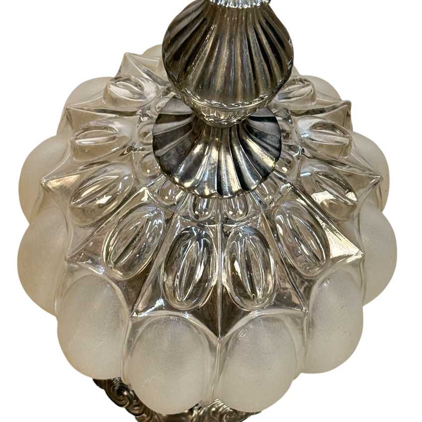 Vintage Silver Frosted Glass Lamp, Weighted Table Lamp, Hollywood Regency Lamp