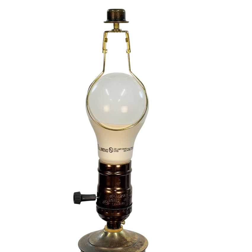 Small Vintage Brass Table Lamp, Dark Patina Accent Lamp, 20.5 Inch Brass Lamp, Clip On Shade Lamp, Traditional Vintage Lighting